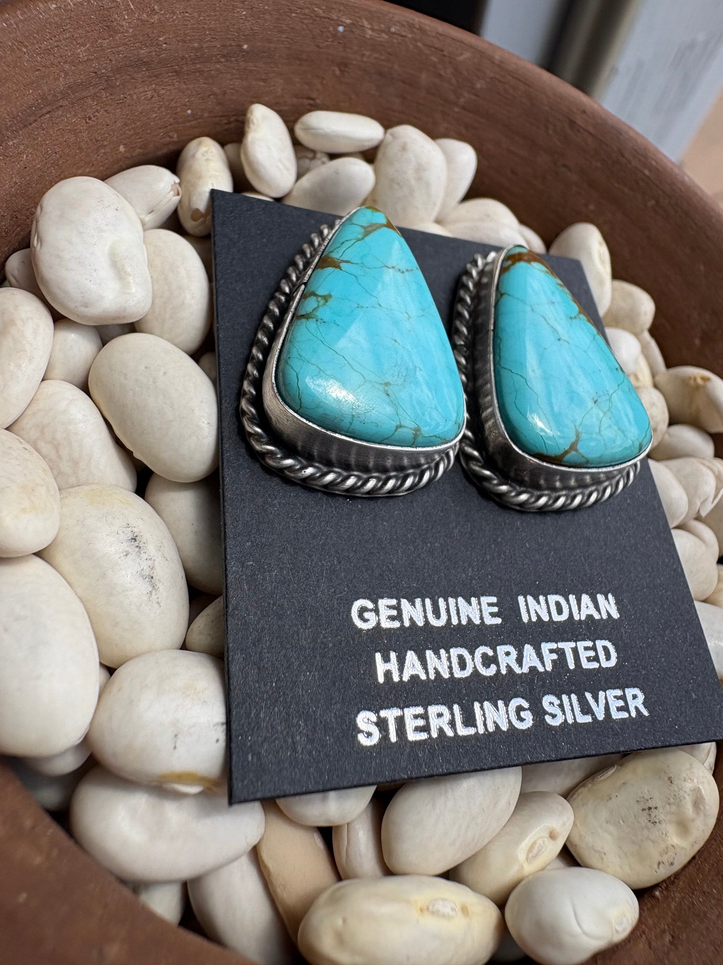 Large Mine 8 Turquoise Studs Native Made Chasity Belone