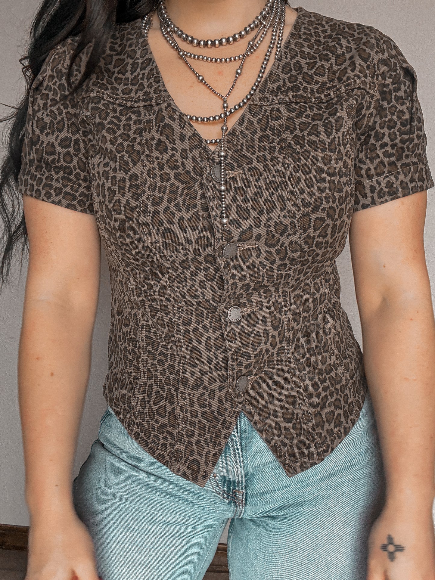 Leopard Luck Denim Top