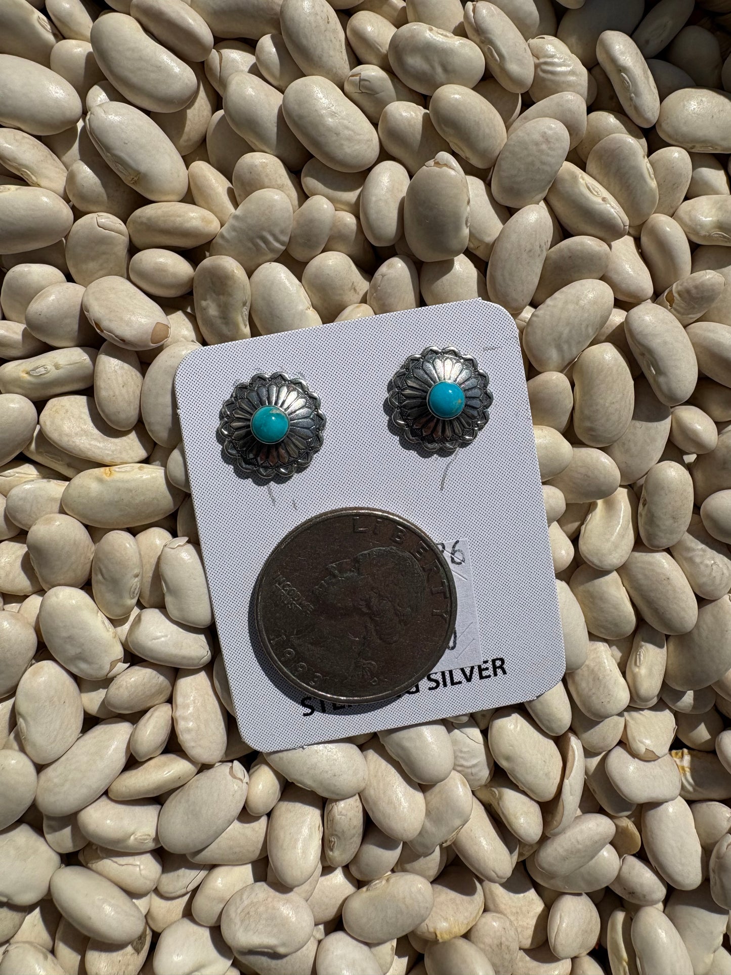 Mini Turquoise and Silver Studs D