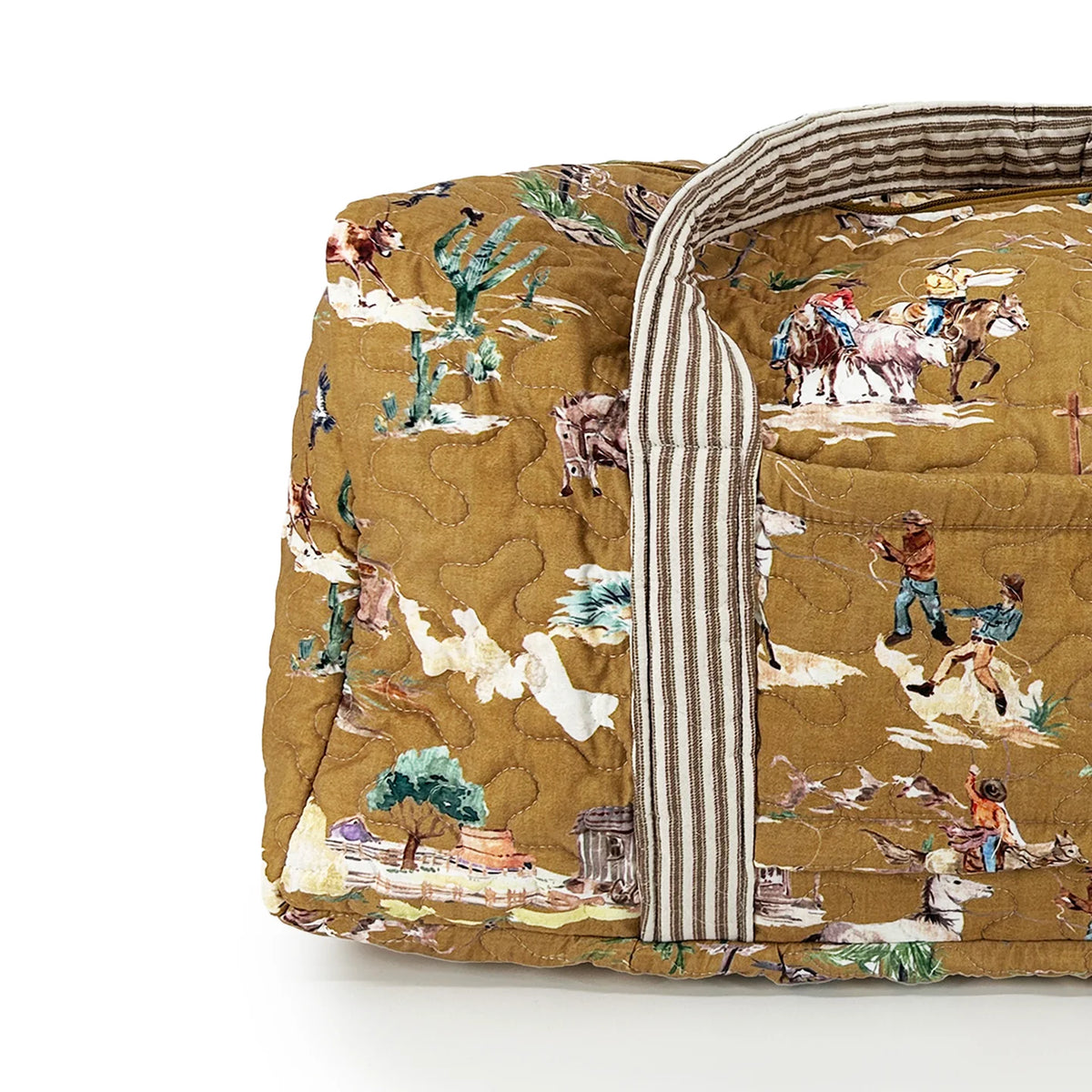 Retro Cowboy Gold Quilted Weekender Duffle Bag