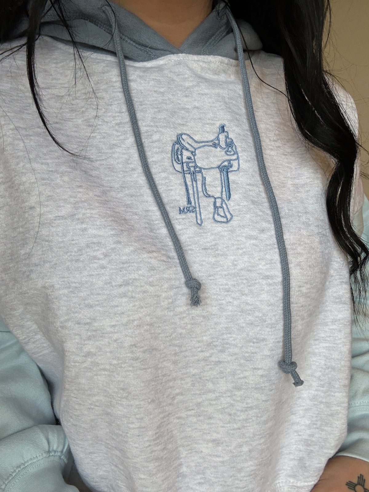 Tricolor Cropped Saddle Hoodie