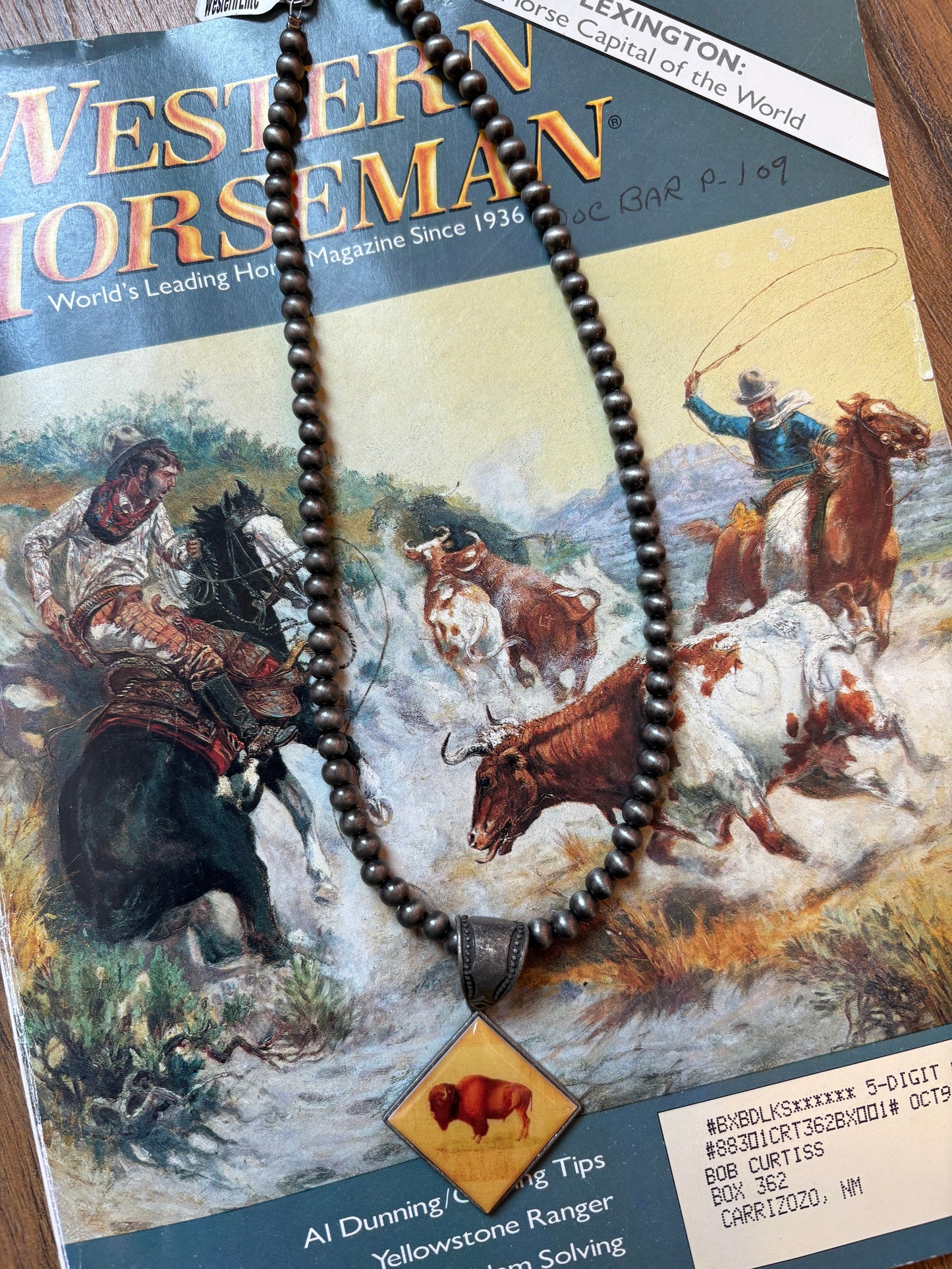 Buffalo Pendant & Pearls *Silver