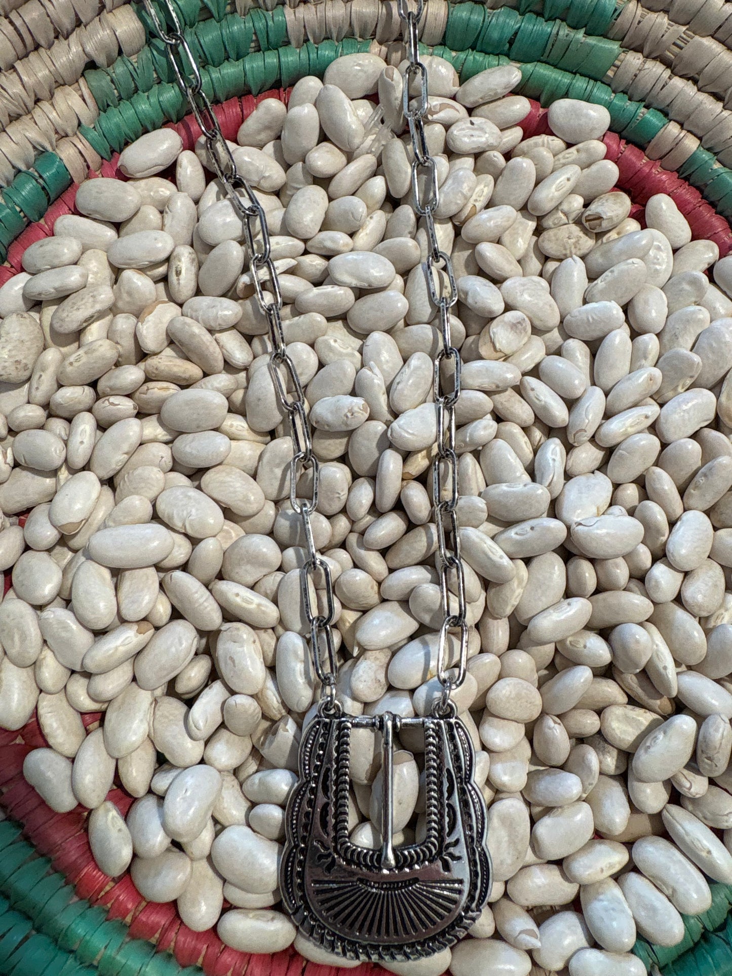 Small Belt Buckle Pendant Necklace