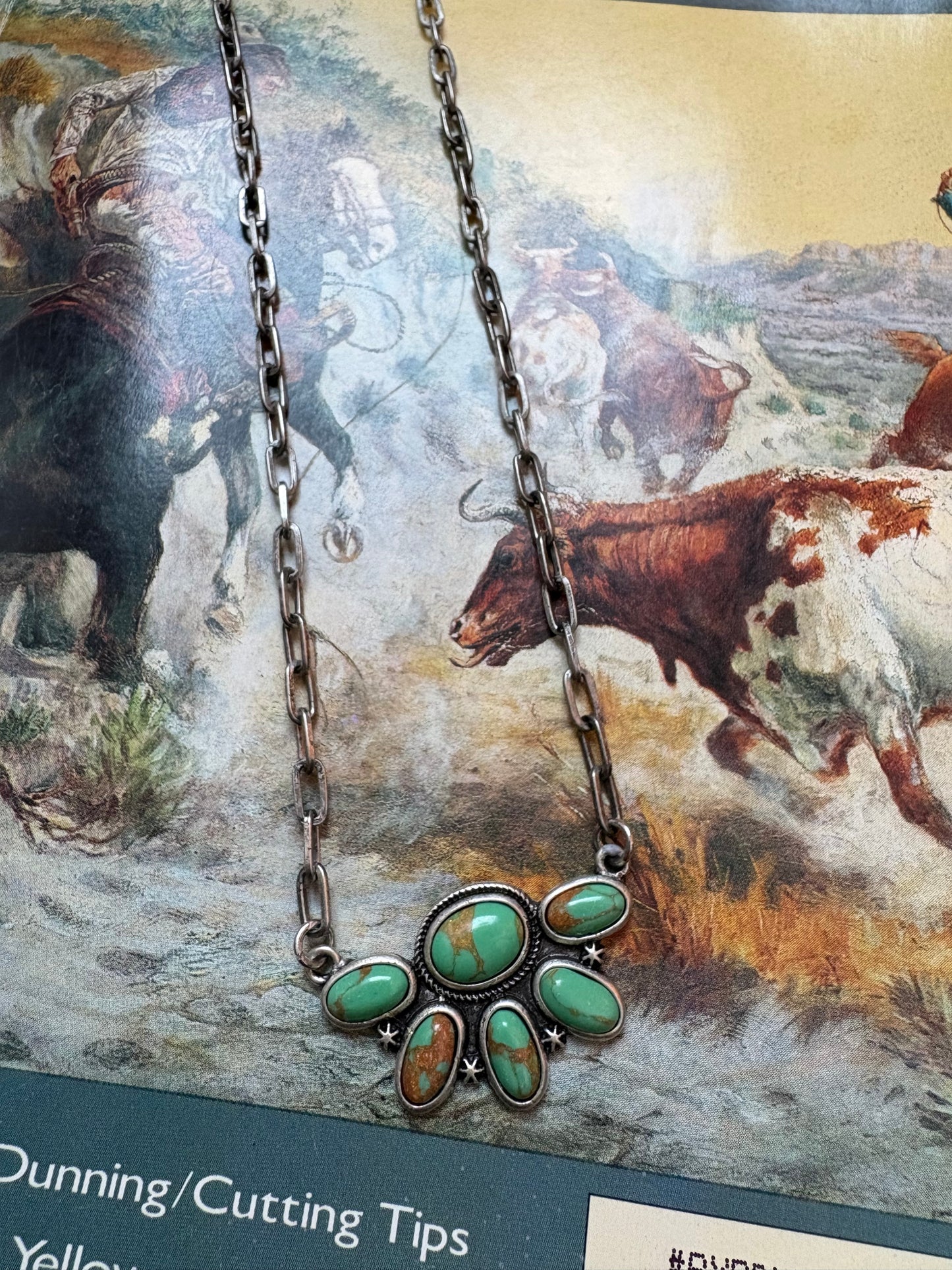 Half Custer Chain Necklace *Green Turquoise