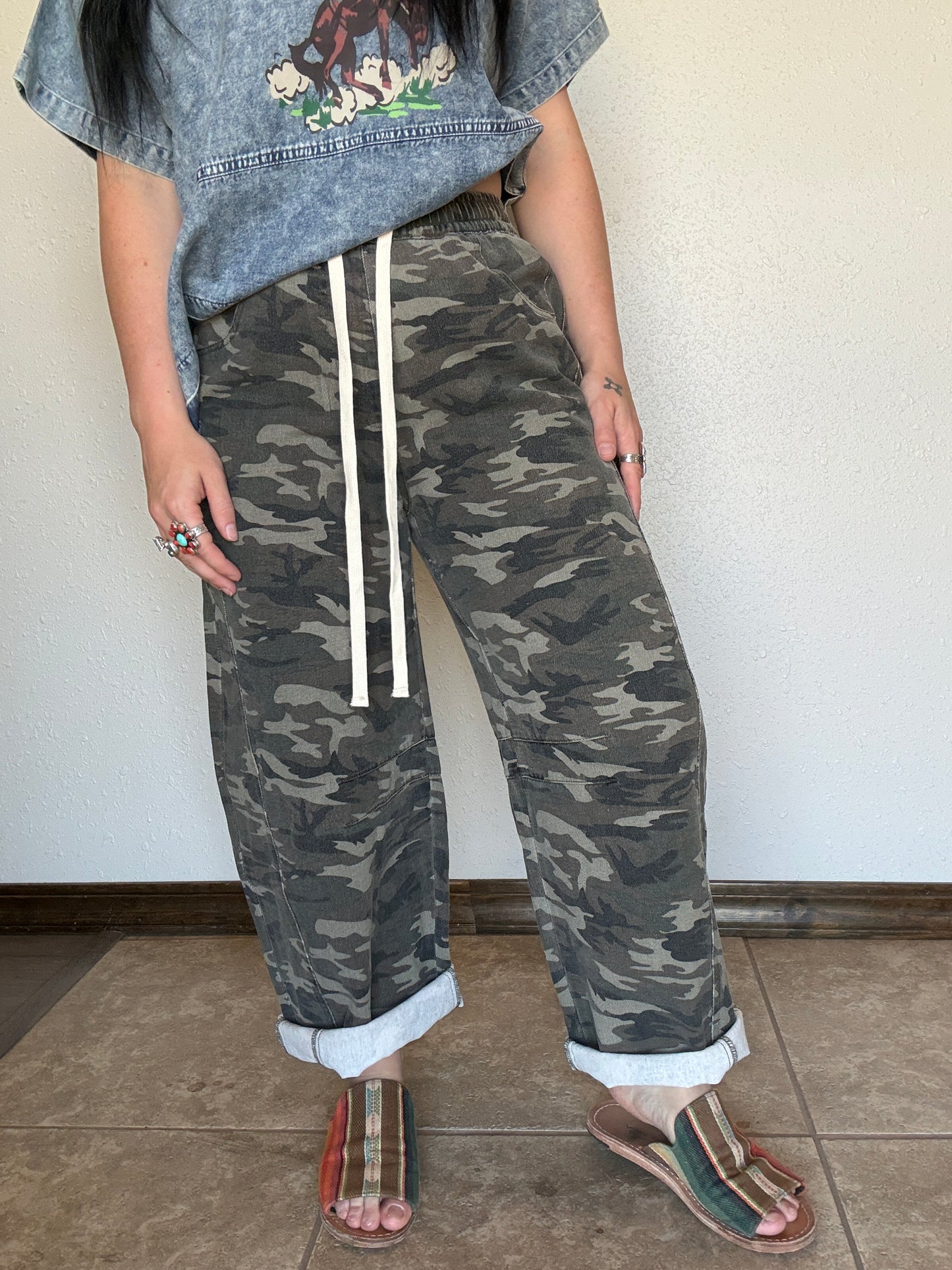 The Fairground Camo Barrel Jean