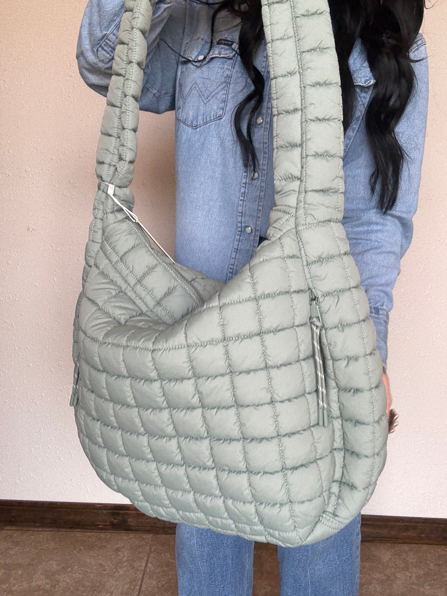 Coastal Cowgirl Quilted Puffer Duffle Bag *SAGE
