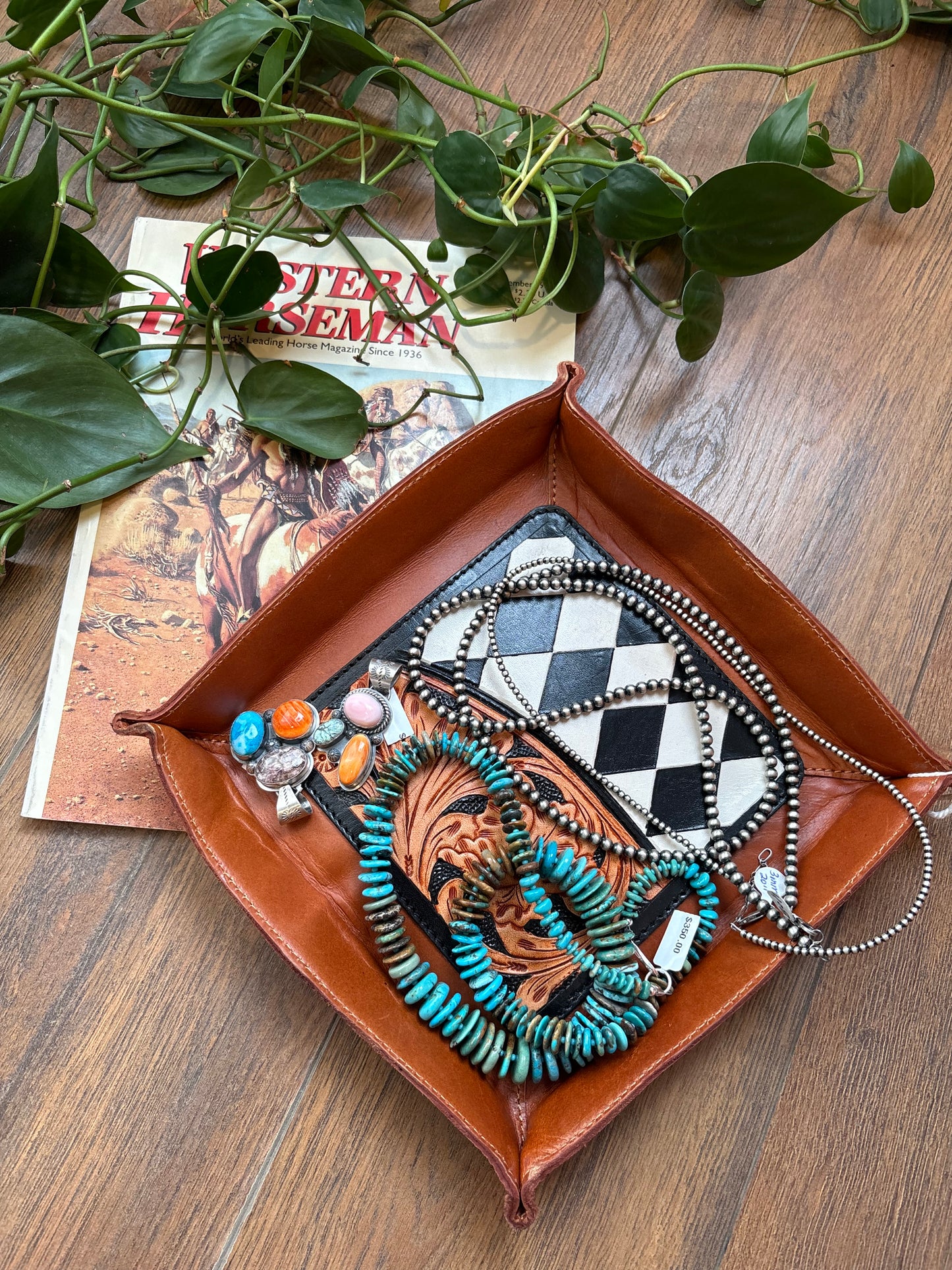 Checkered Leather Tray
