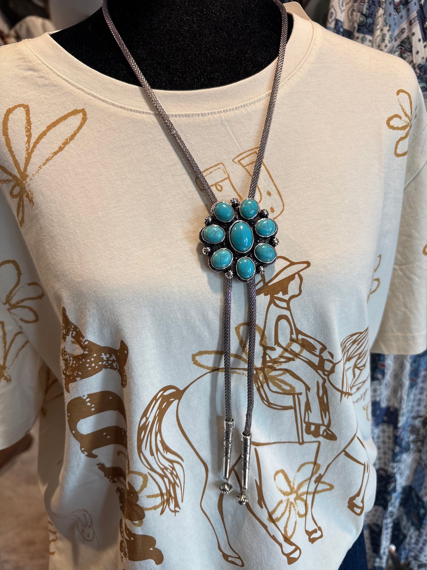 Turquoise Concho Bolo Necklace