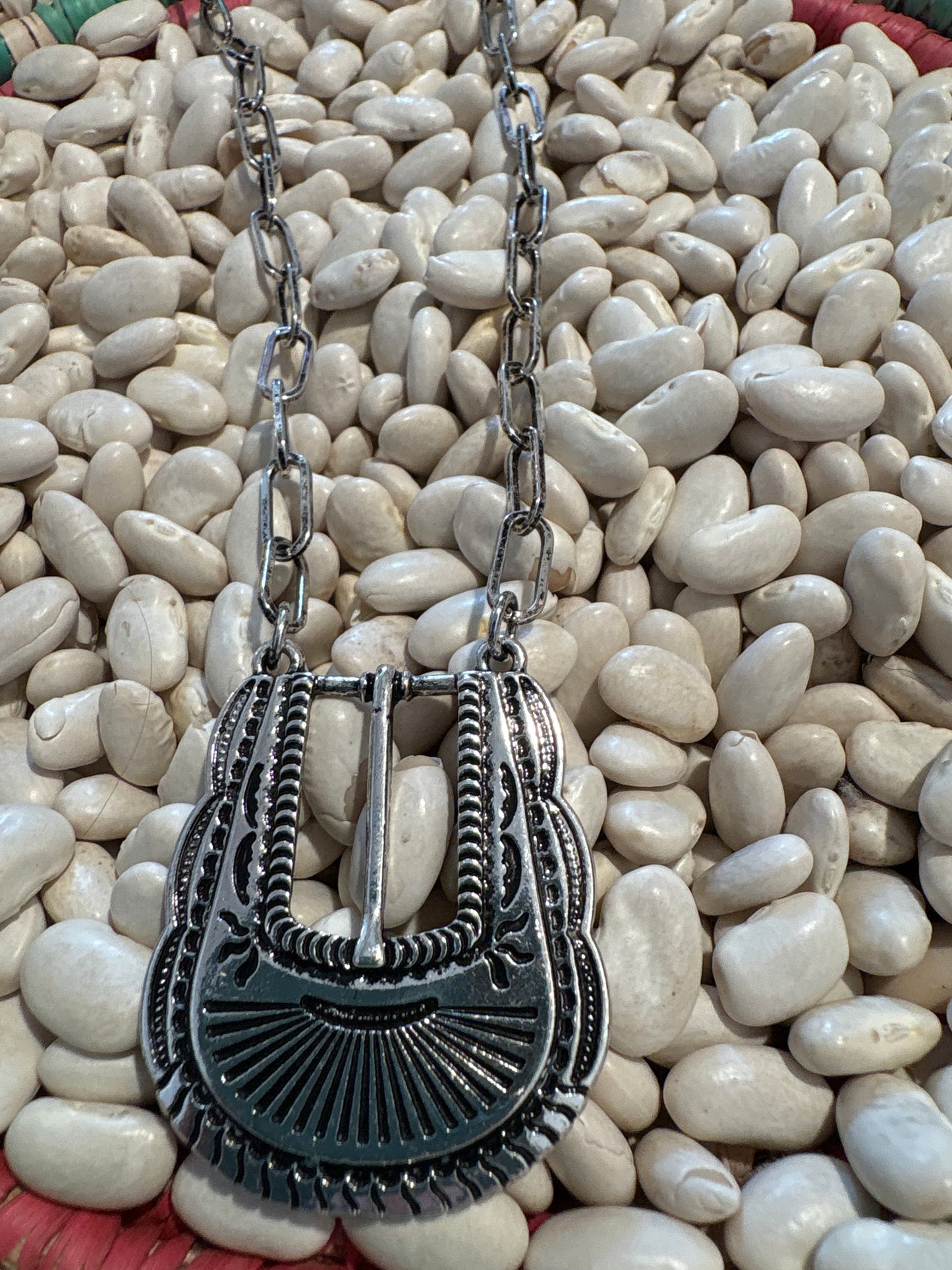 Small Belt Buckle Pendant Necklace