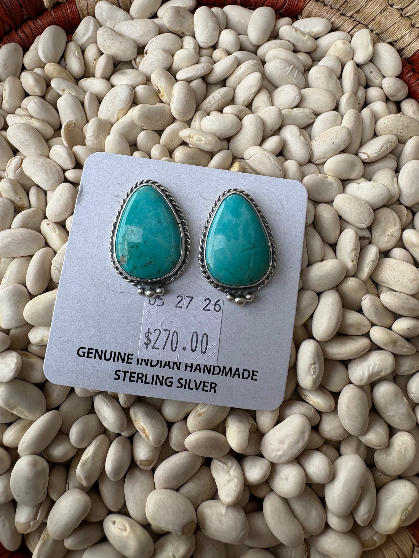 Large Native Made Turquoise Studs