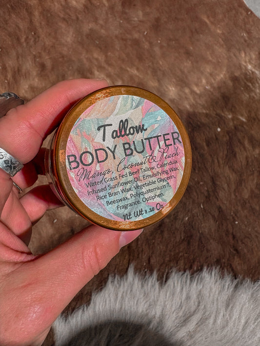 Tallow Body Butter Mango, Coconut, Peach 3.5oz