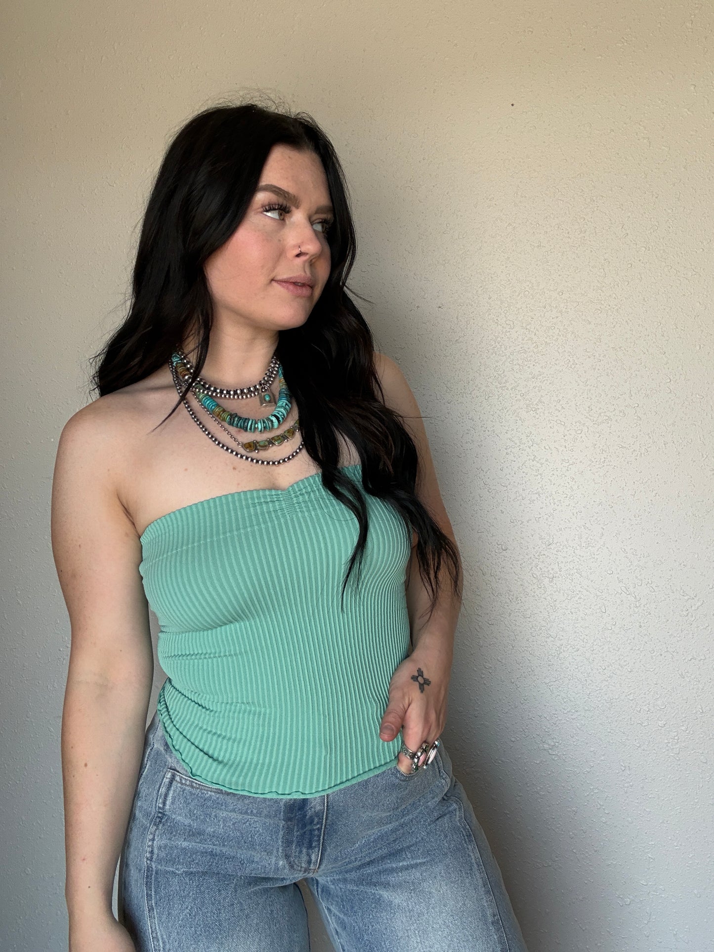 Fitted Tube Top *Green Teal