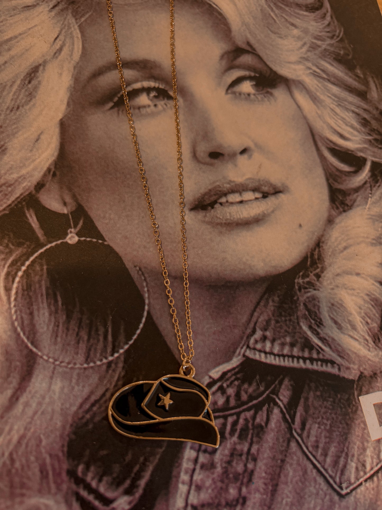 Gold Cowboy Hat Necklace