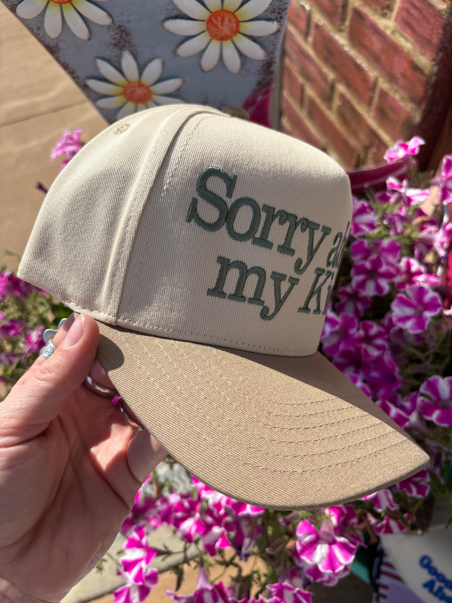 Sorry About My Kids Embroidered Trucker Hat