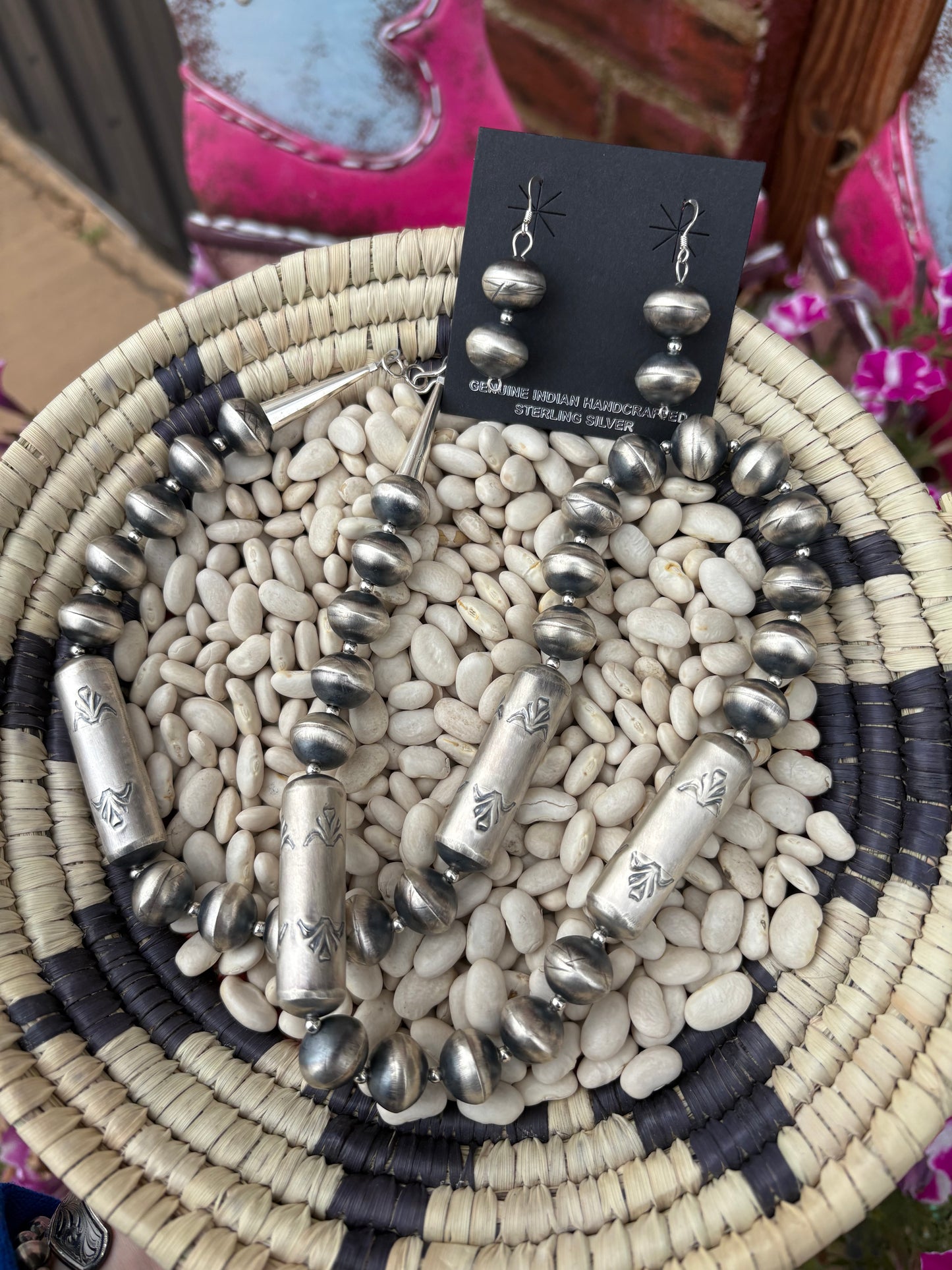 Sharon Cooley Handmade Navajo Pearl Necklace & Earrings