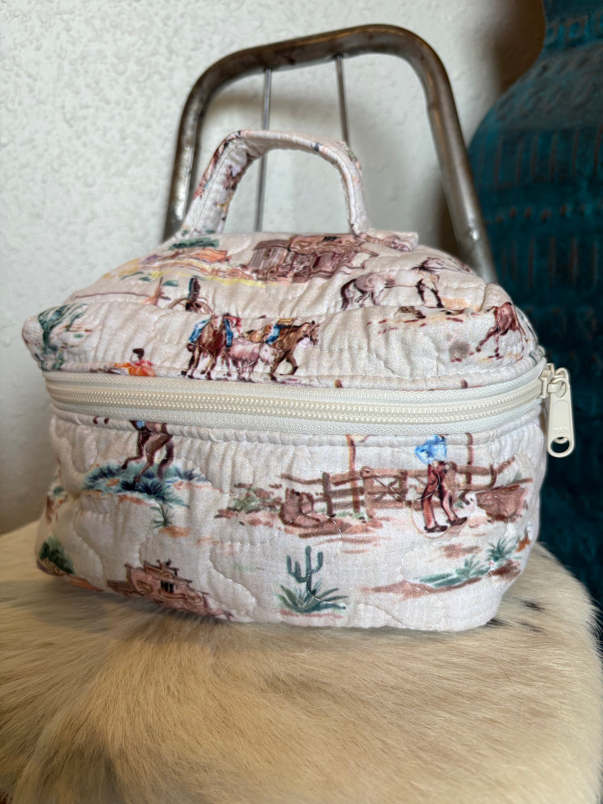 Retro Cowboy Quilted Travel Case