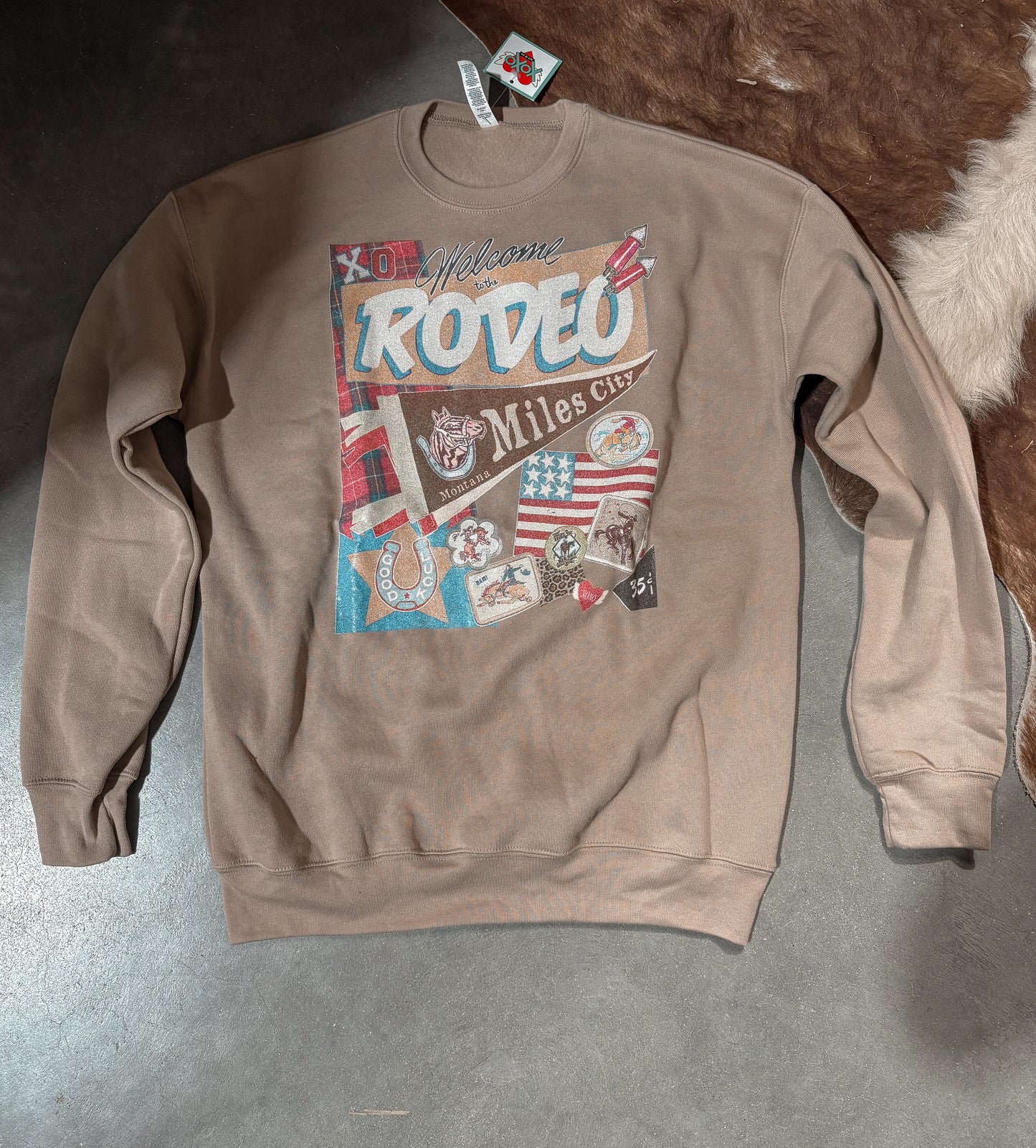 Miles City Banner Hand Drawn Graphic Crewneck