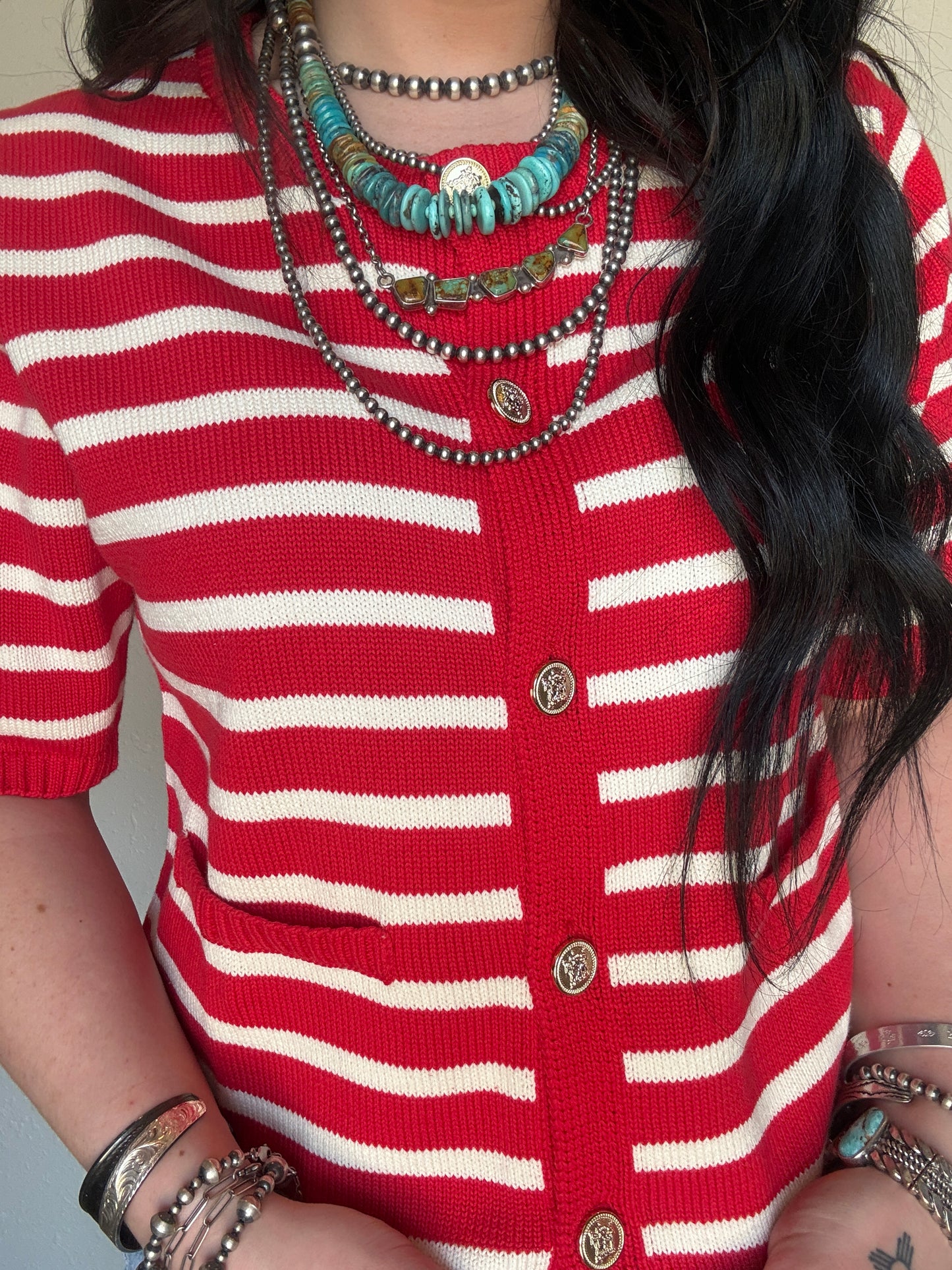 Americana Breeze Knit Top *Red