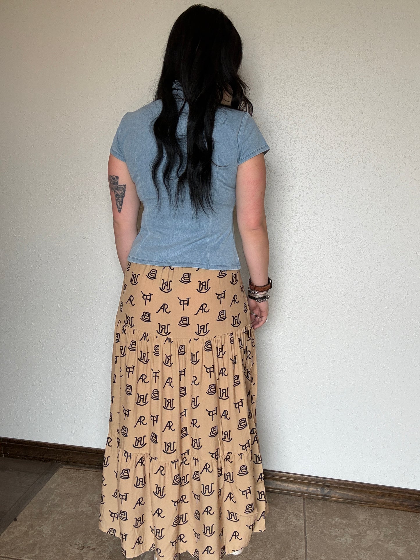Cattle Brands Maxi Skirt