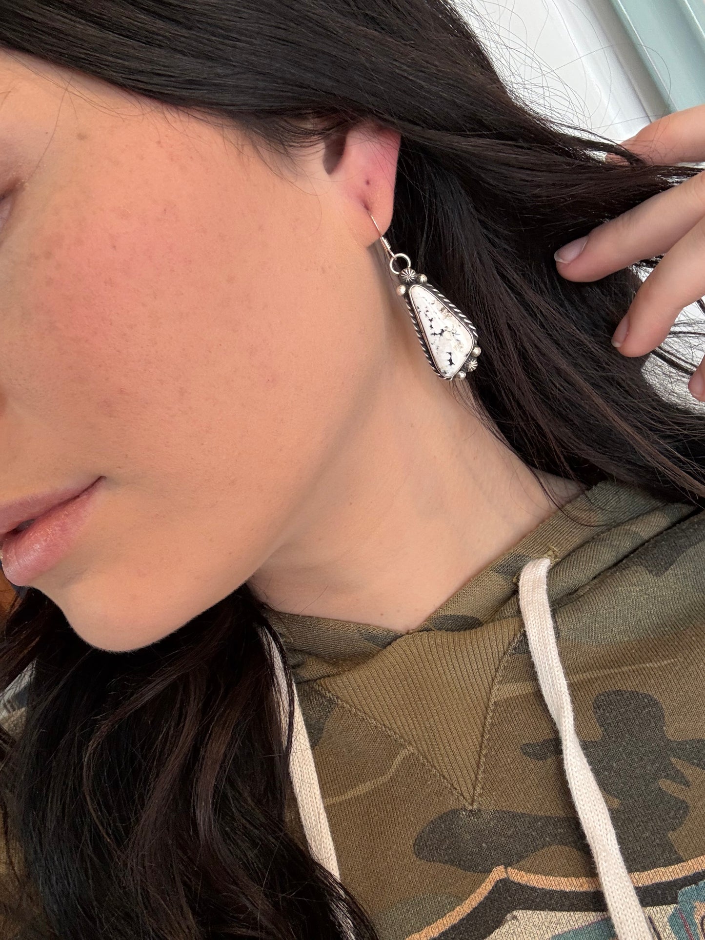 Chassity Belone Native Made White Buffalo Earrings
