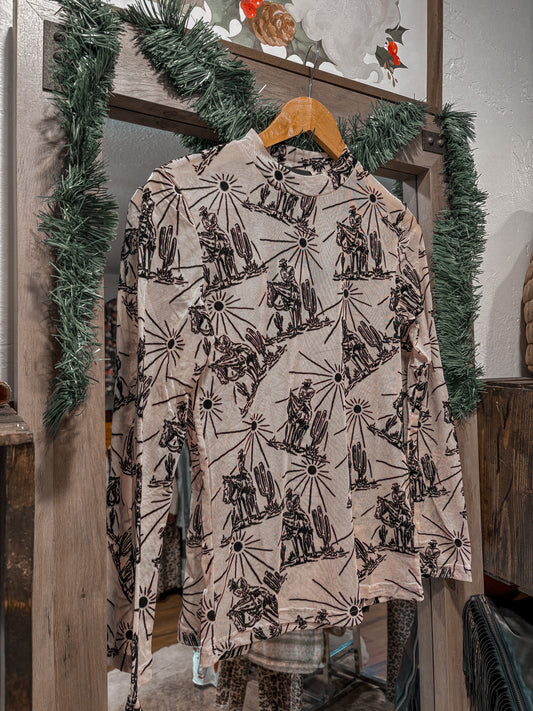 Wild Western 3D Velvet Detail Mesh