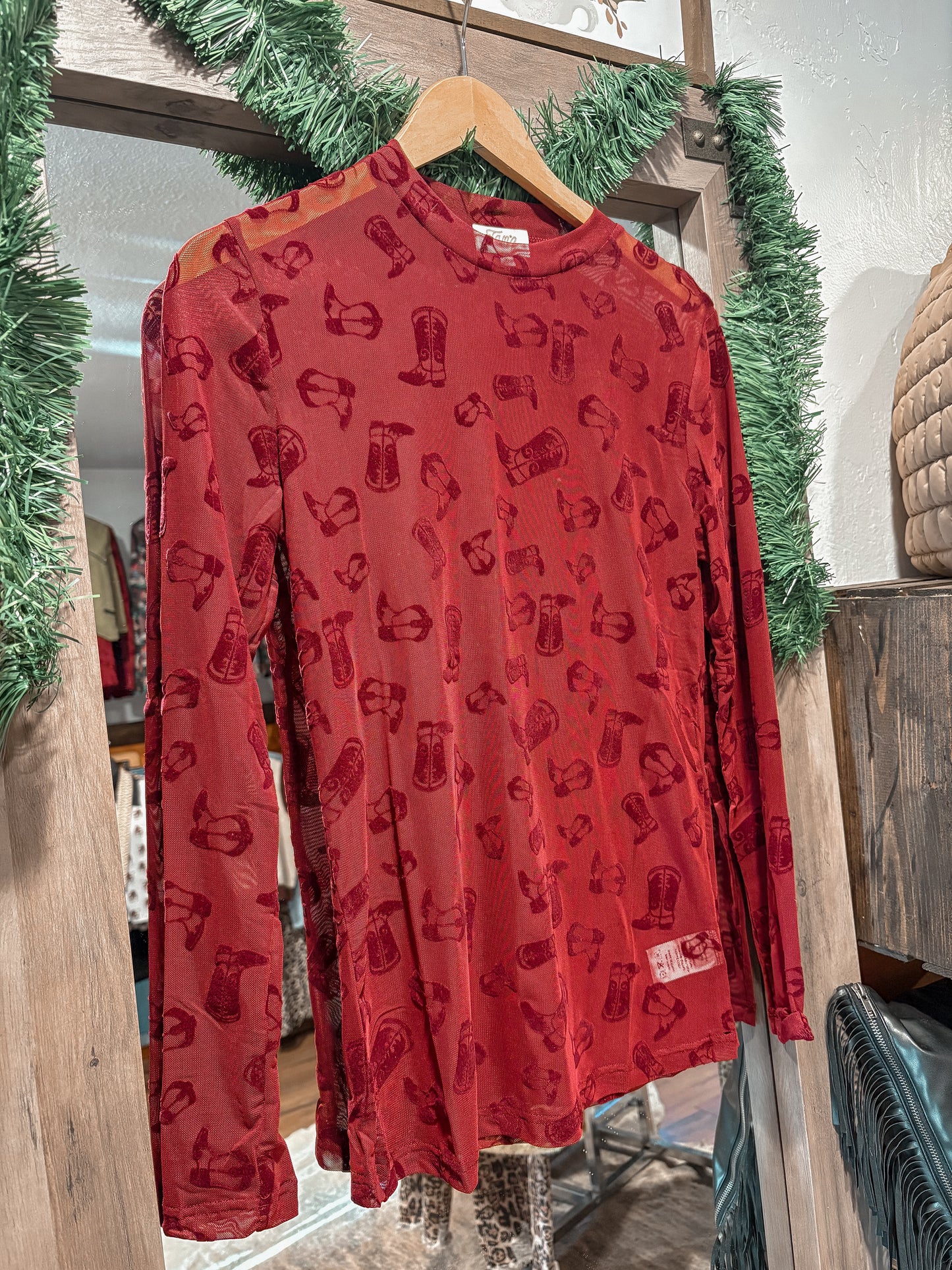 Maroon Boots 3D Velvet Mesh