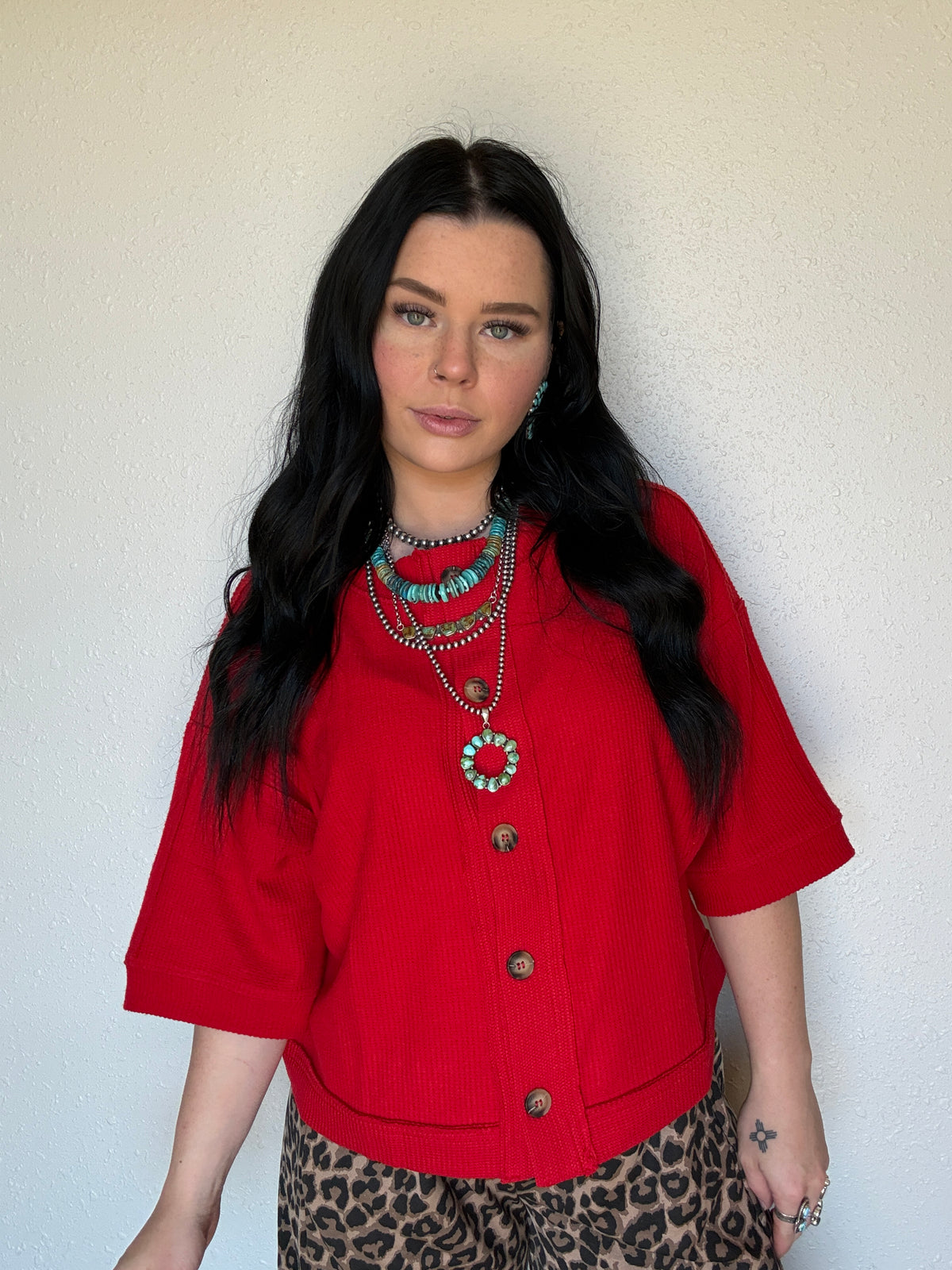 Red Pony Short Sleeve Sweater