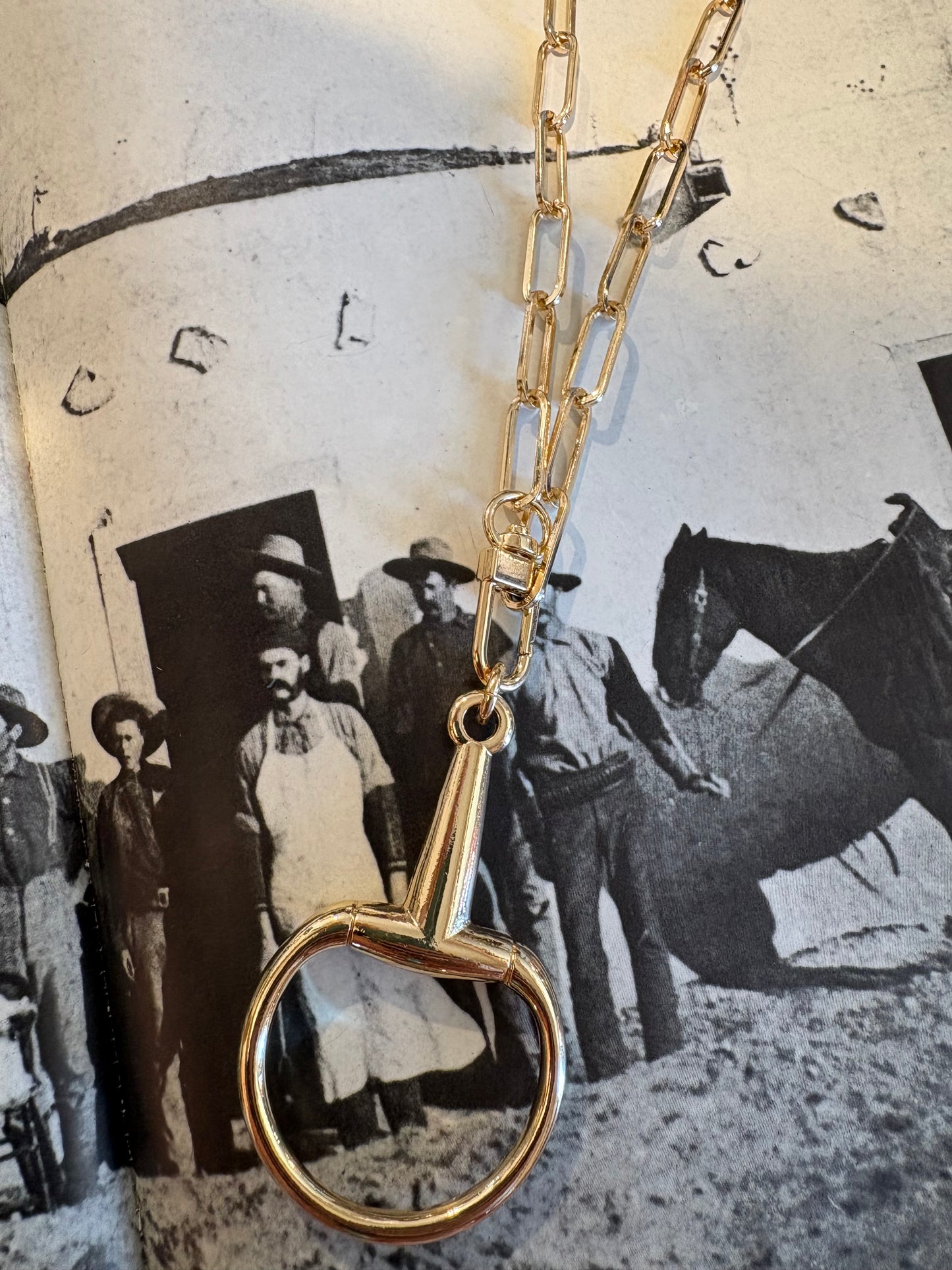 Large Snaffle Bit Pendant Necklace *Gold