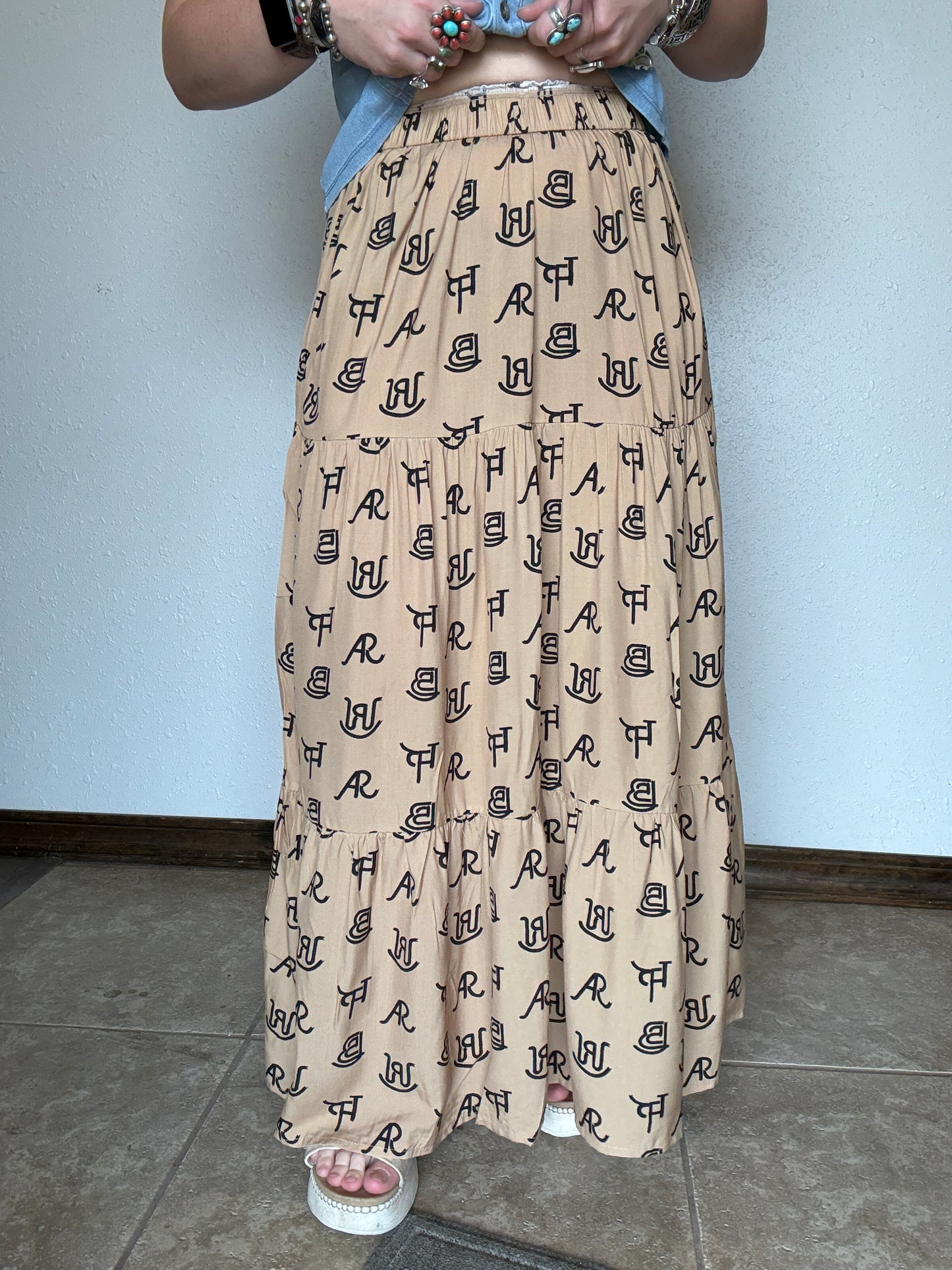 Cattle Brands Maxi Skirt