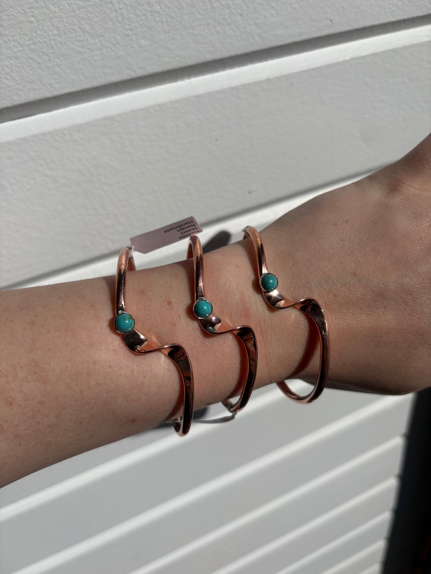 Yolanda Skeets Copper Twist Cuff w/ Kingman Stone