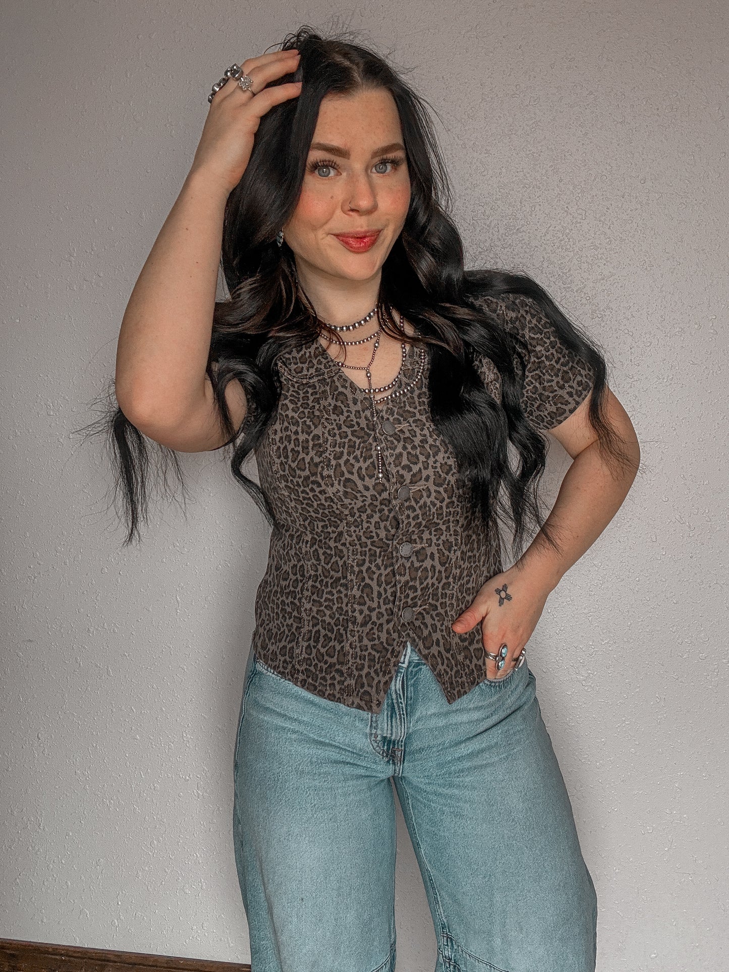 Leopard Luck Denim Top
