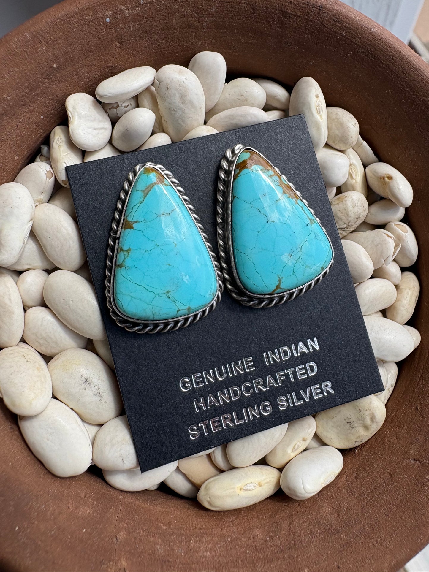 Large Mine 8 Turquoise Studs Native Made Chasity Belone