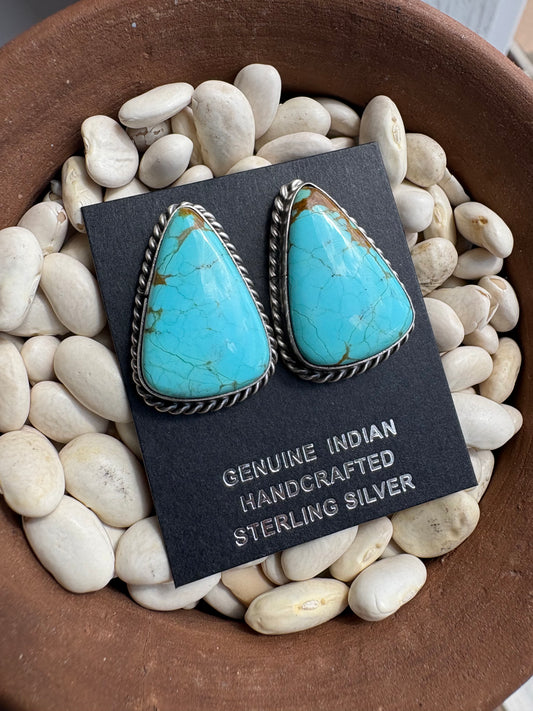 Large Mine 8 Turquoise Studs Native Made Chasity Belone