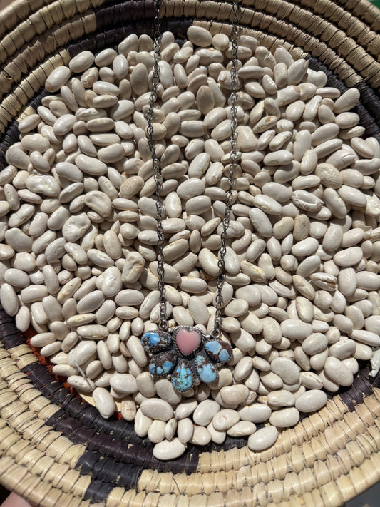 Golden Hills & Pink Conch Heart Half Cluster