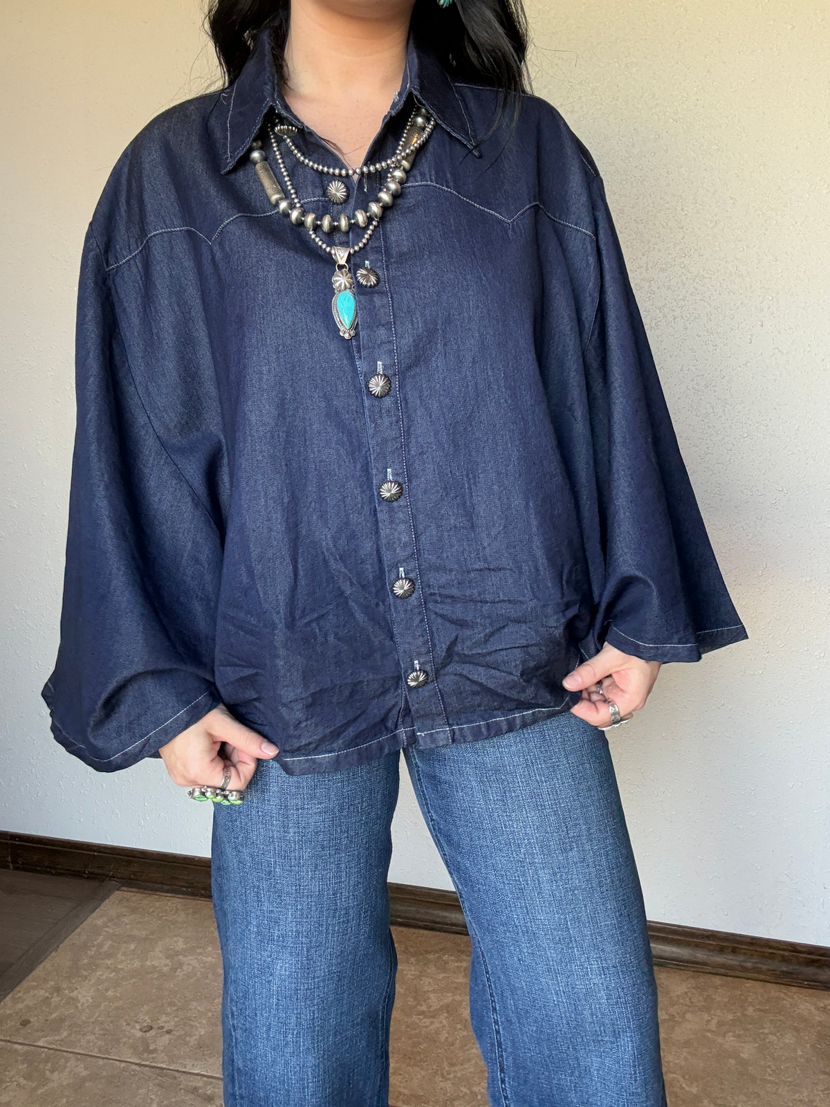 The Blu Outlaw One Size Denim Poncho