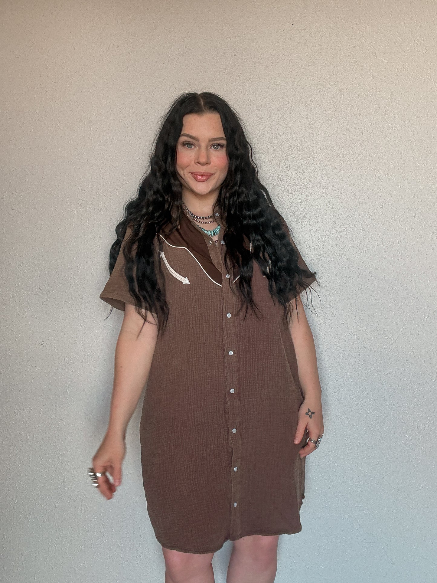 Ranchy Retro Pearl Snap Dress