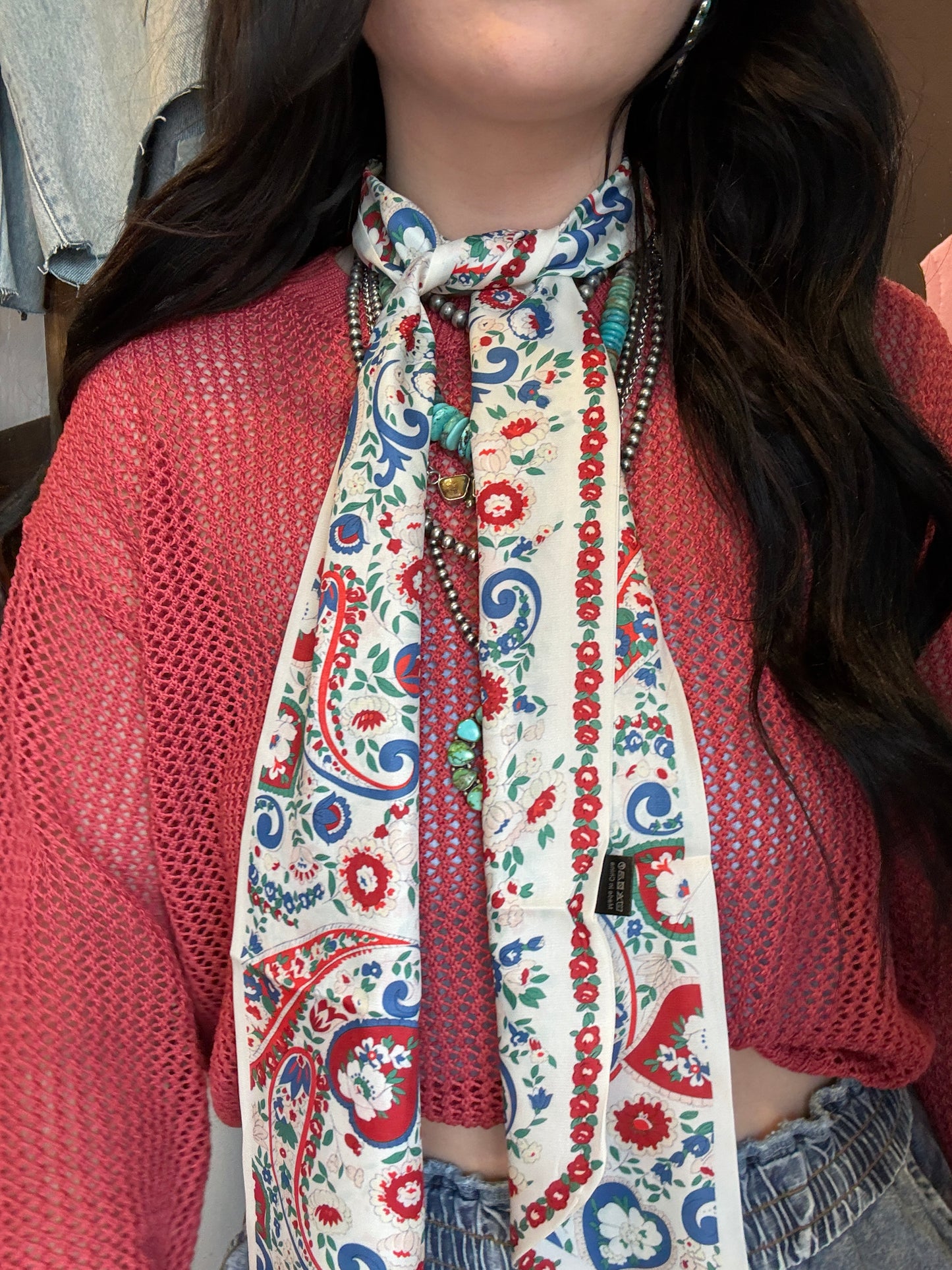 Red, White, & Blue Paisley Twilly