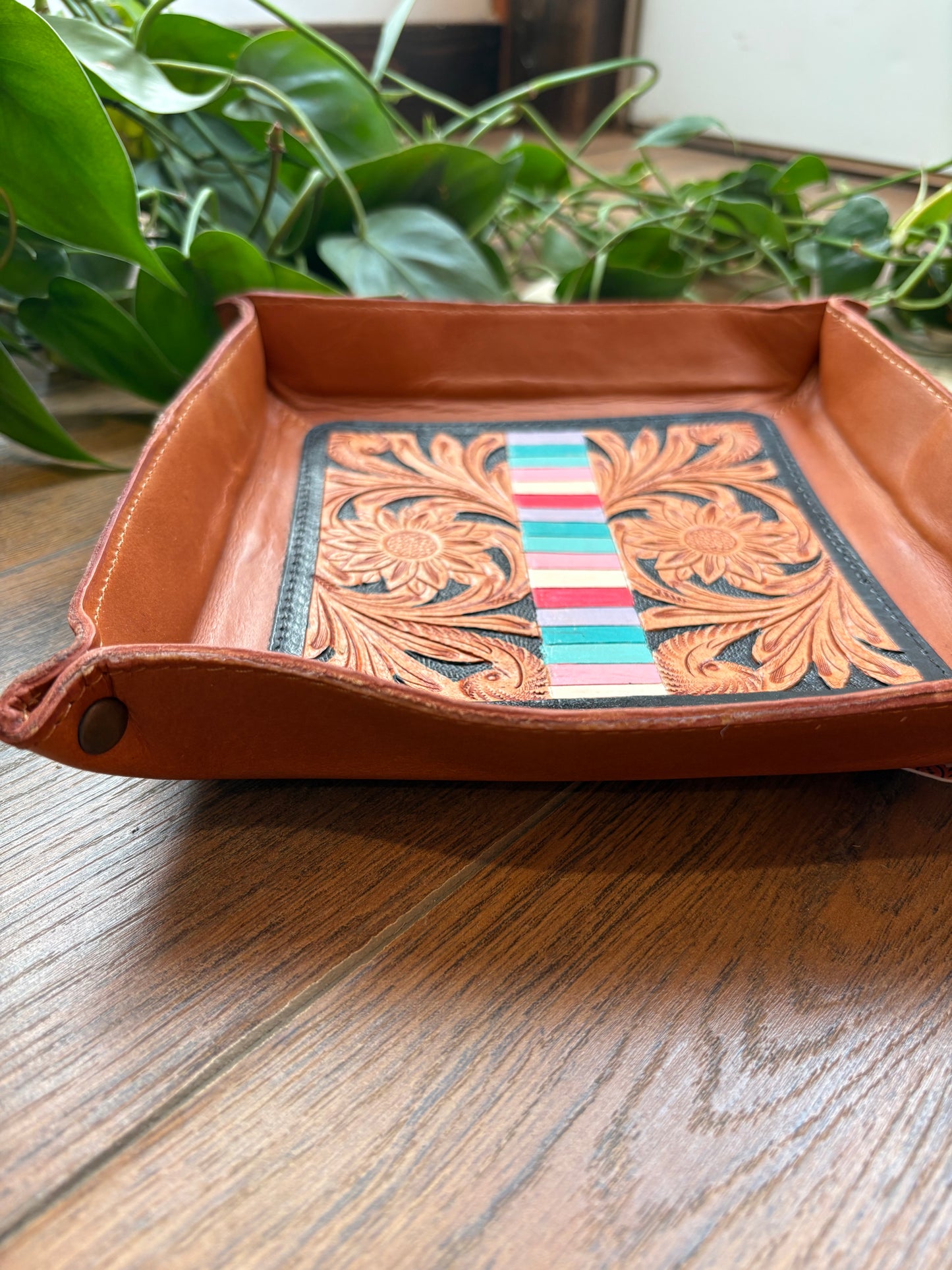 Serape Leather Tray