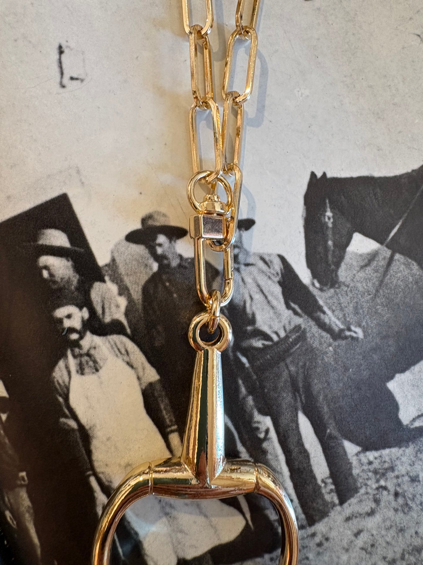 Large Snaffle Bit Pendant Necklace *Gold