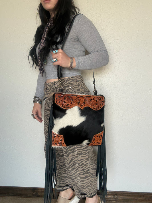 Tumbleweed Fringed Hand-Tooled Bag