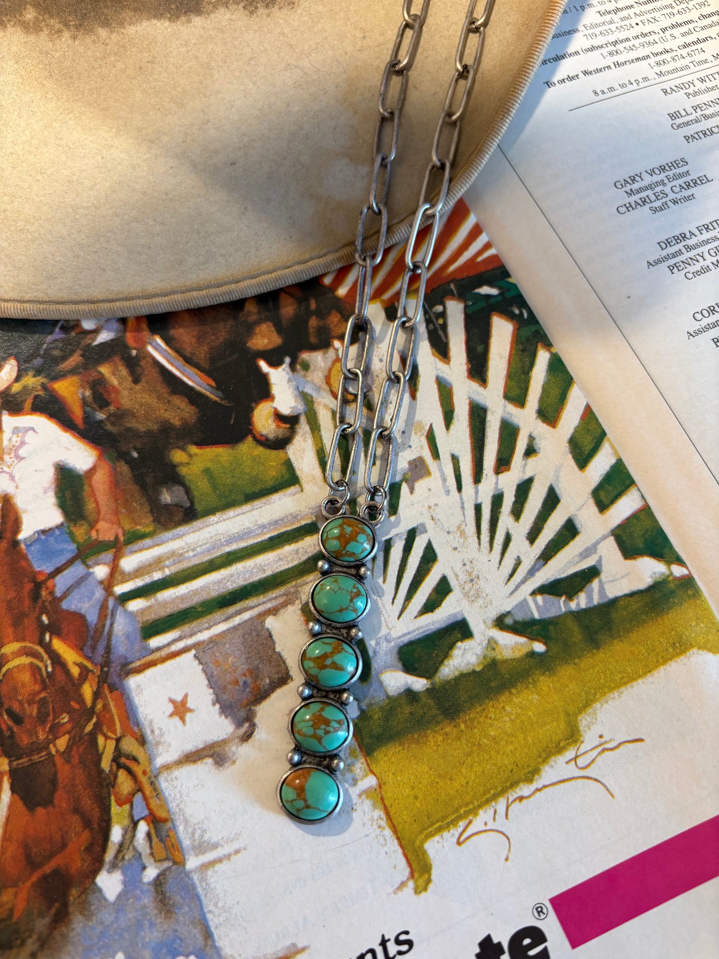 22” Green Turquoise Drop Necklace