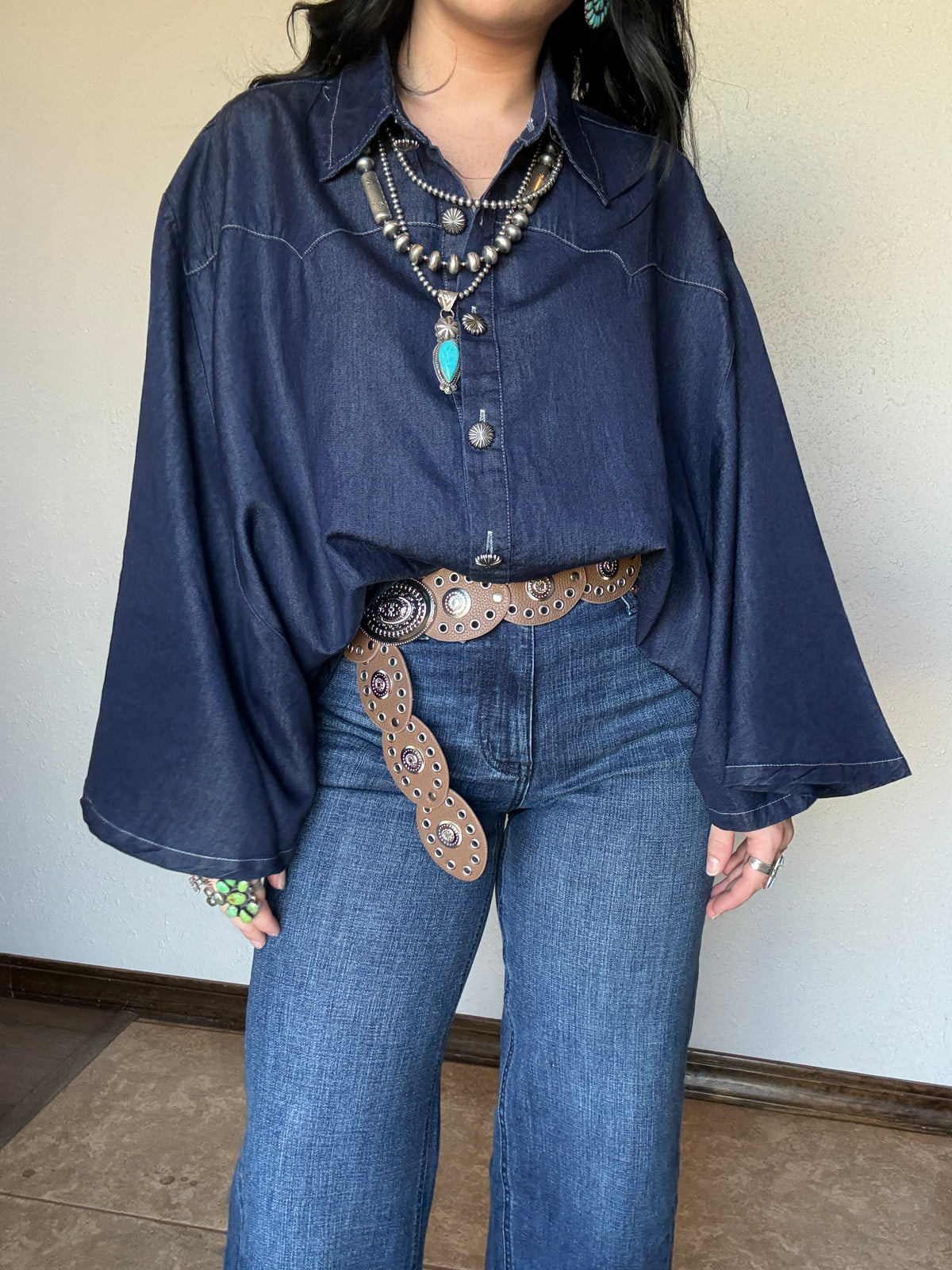 The Blu Outlaw One Size Denim Poncho