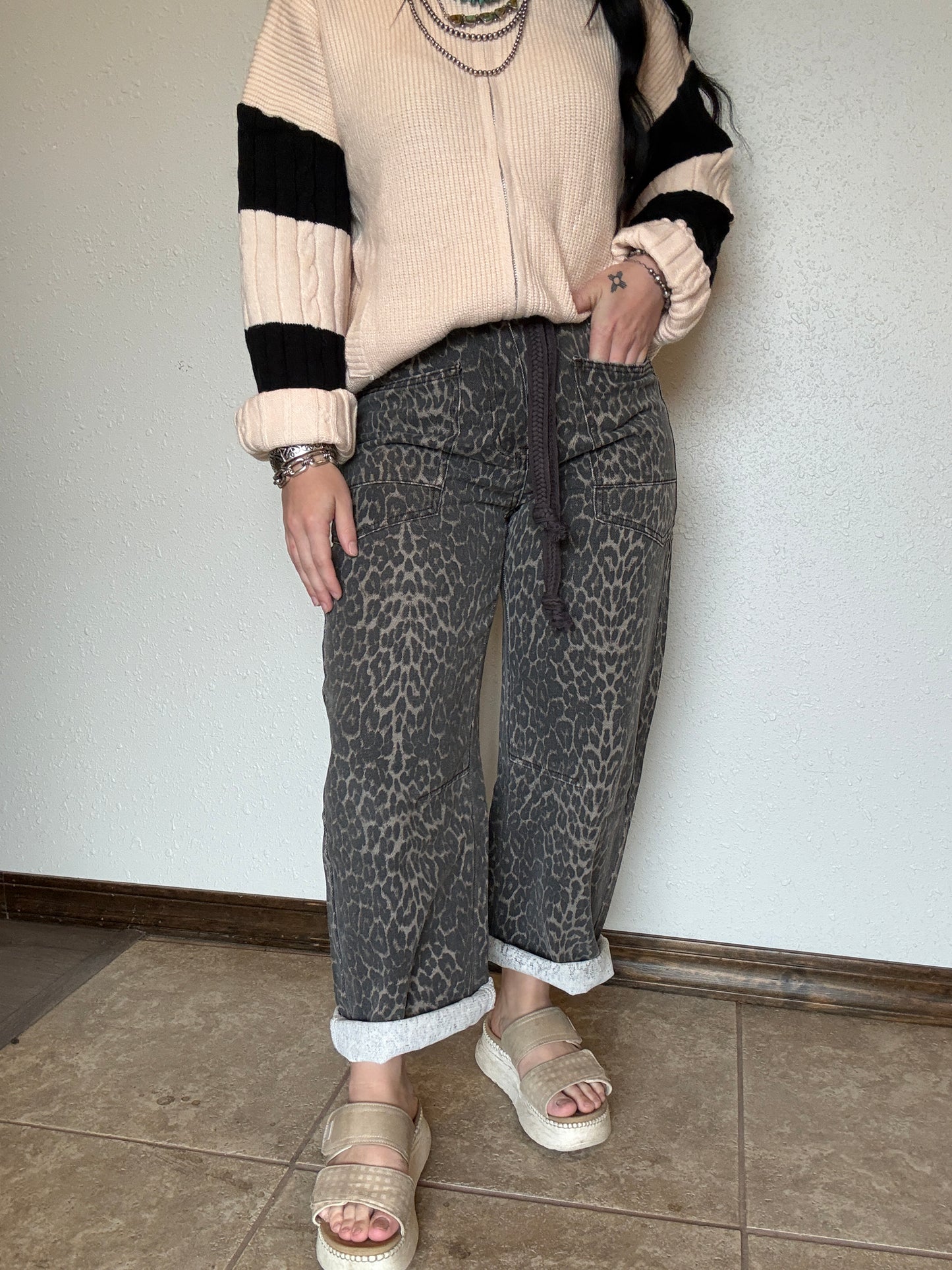 The Lefty Leopard Barrel Jeans