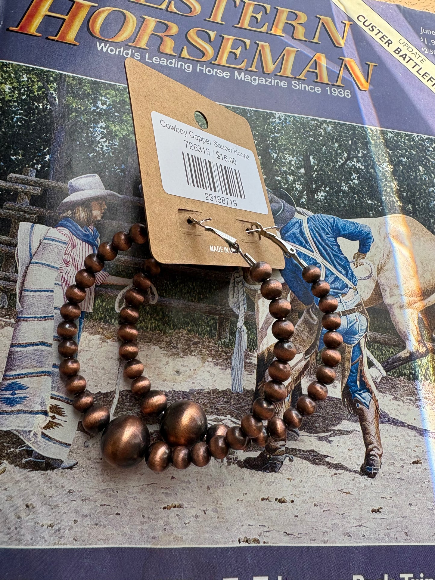 Cowboy Copper Saucer Hoops