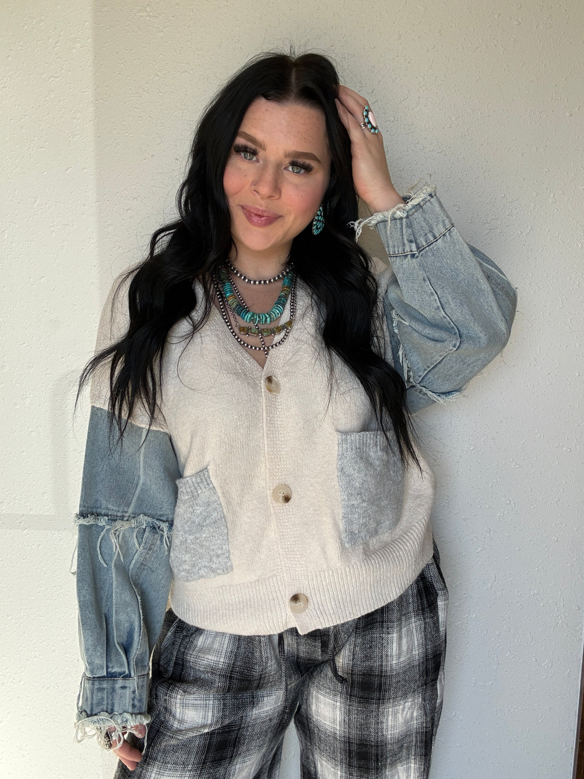 The Dandy Denim Cardigan *Cream