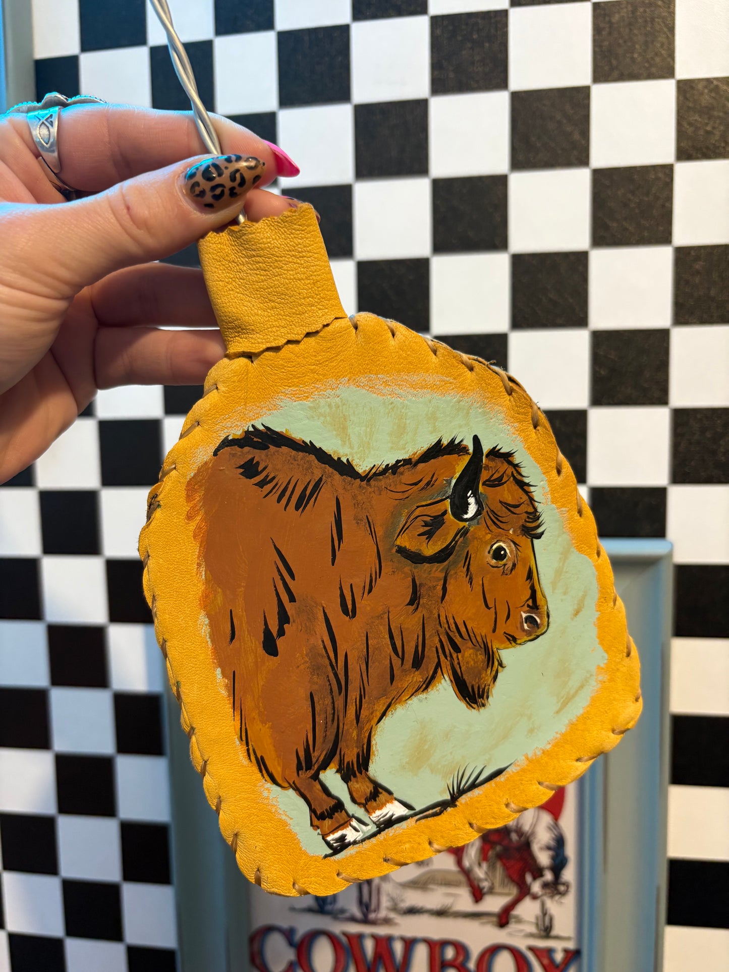 Hand Painted Leather Fly Swatter