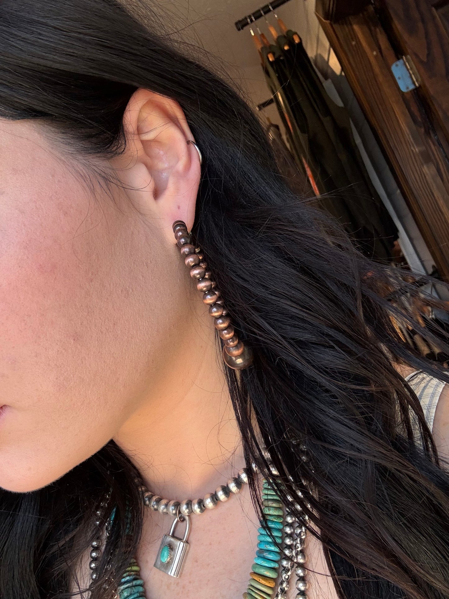 Cowboy Copper Saucer Hoops