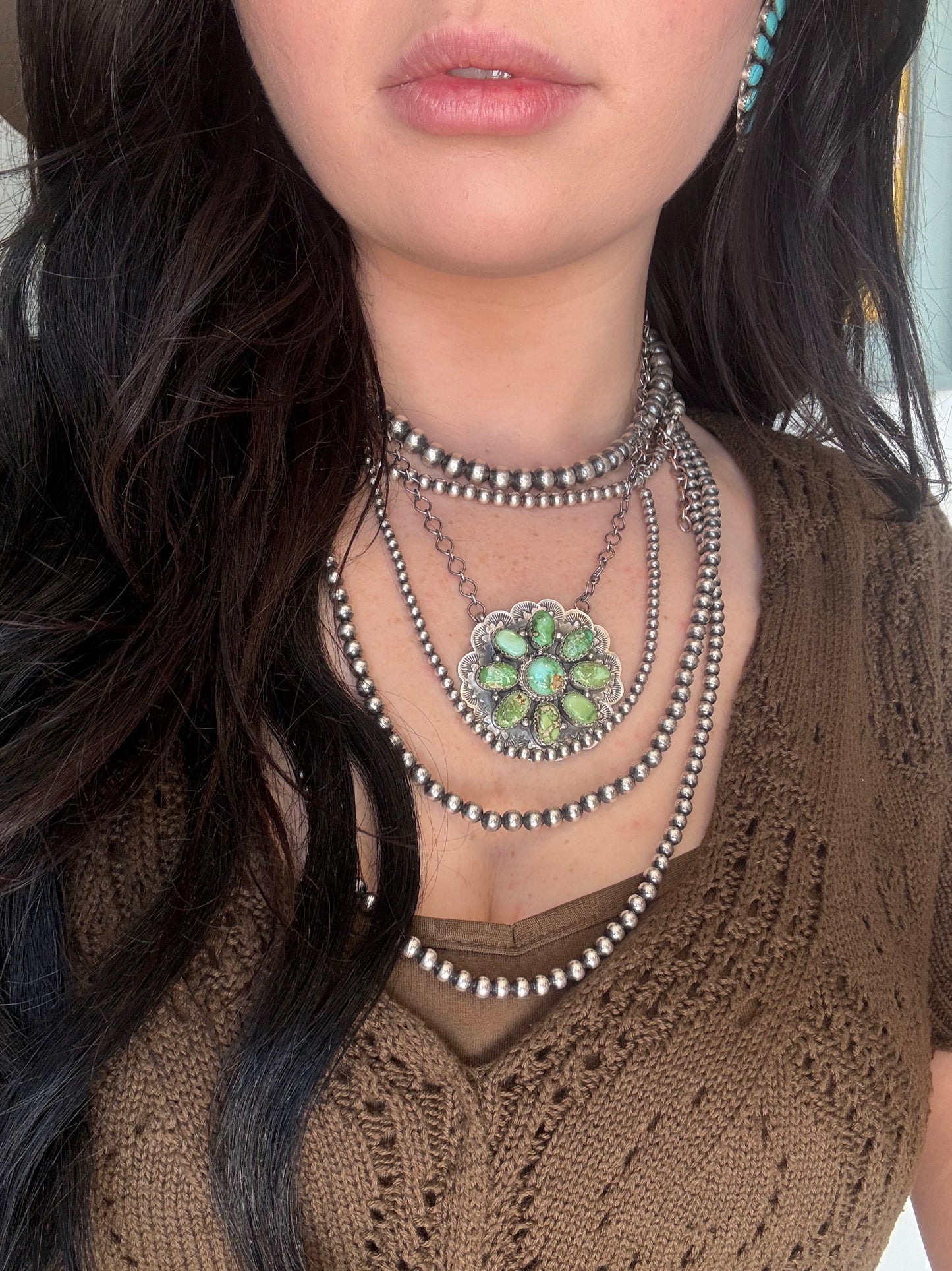 Kee Johnson Cluster Concho Necklace