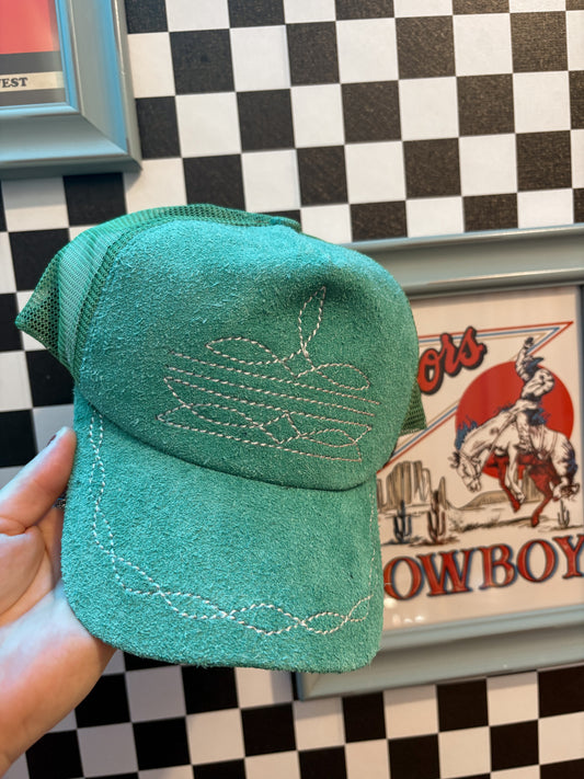 Leather Boot Stitch Cap *Teal