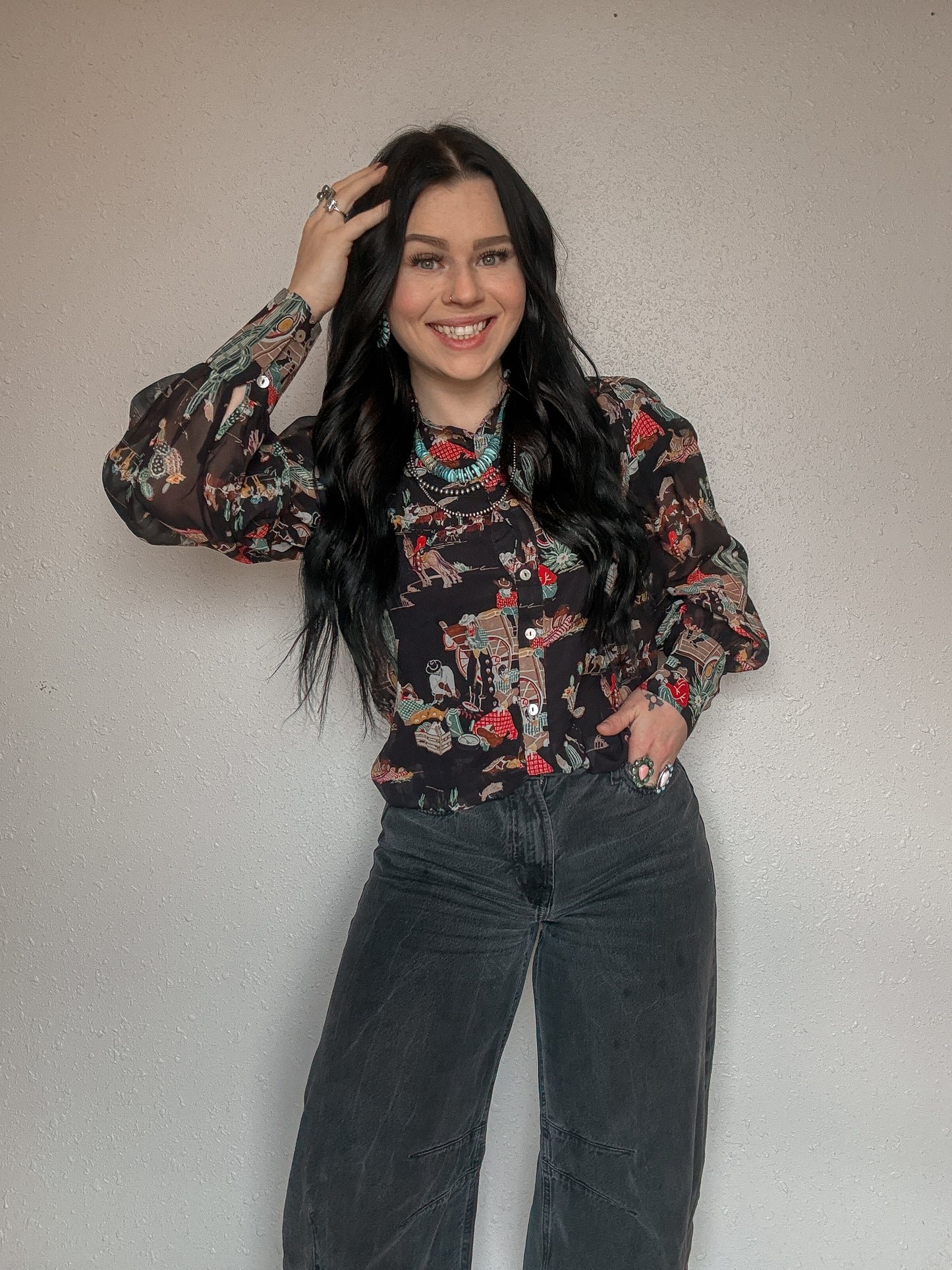 Wagon Wheel Mesh Blouse